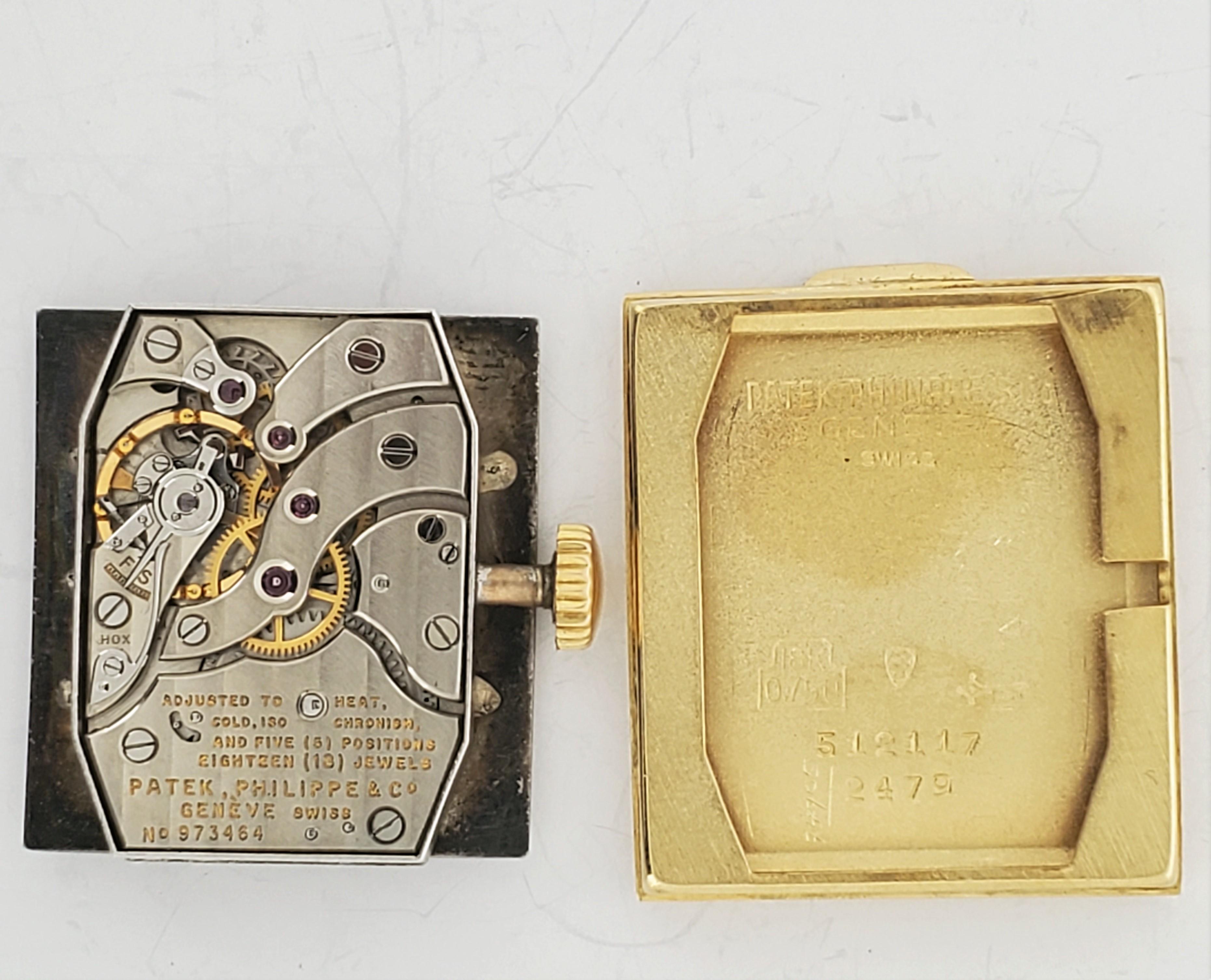 Gebogene, gewölbte, rechteckige Uhr von Patek Philippe 2479J mit gestuftem Gehäuse, um 1950 im Angebot 1