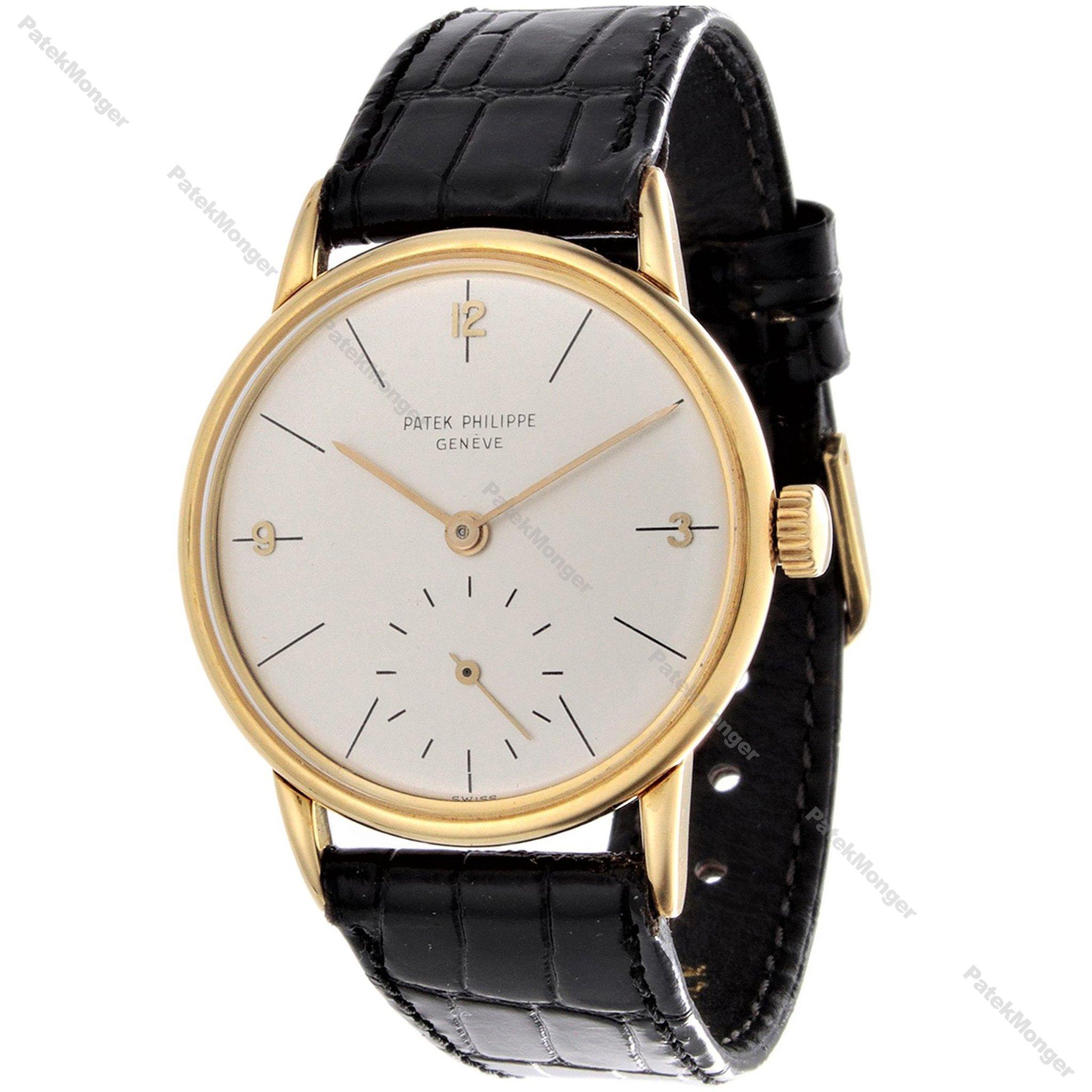 Introduction:
This 2494J Patek Philippe Calatrava watch features a 33 mm in diameter case, with a silver white dial, and sub second hand.  The watch comes with a 12