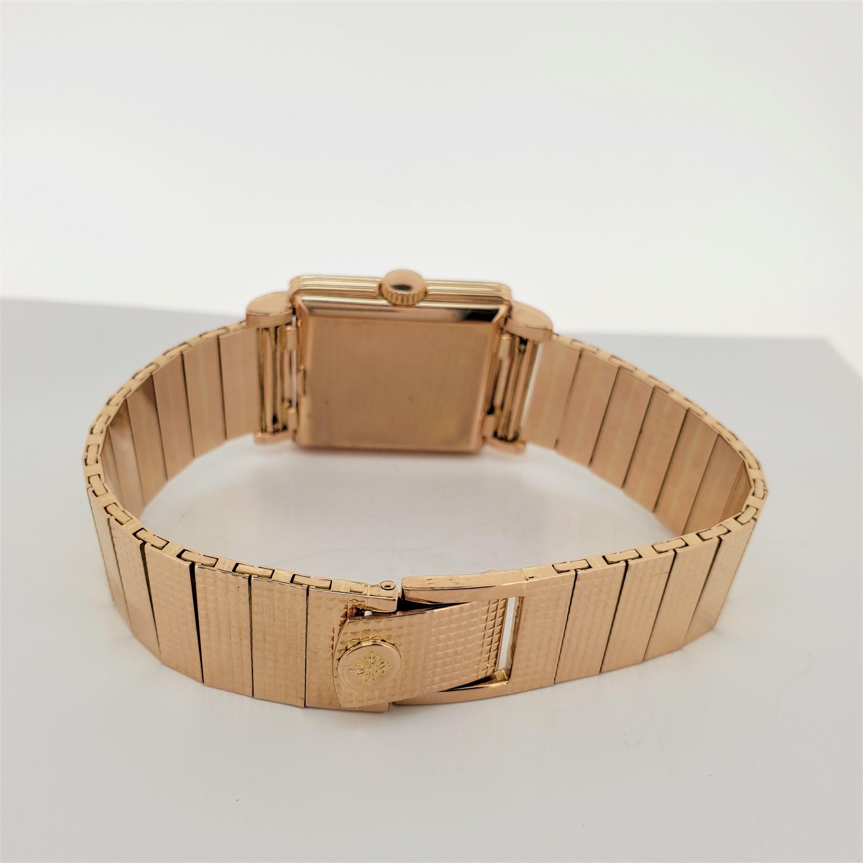 Art Deco Patek Philippe 2529R Vintage Rose Gold Bracelet Watch, circa 1953