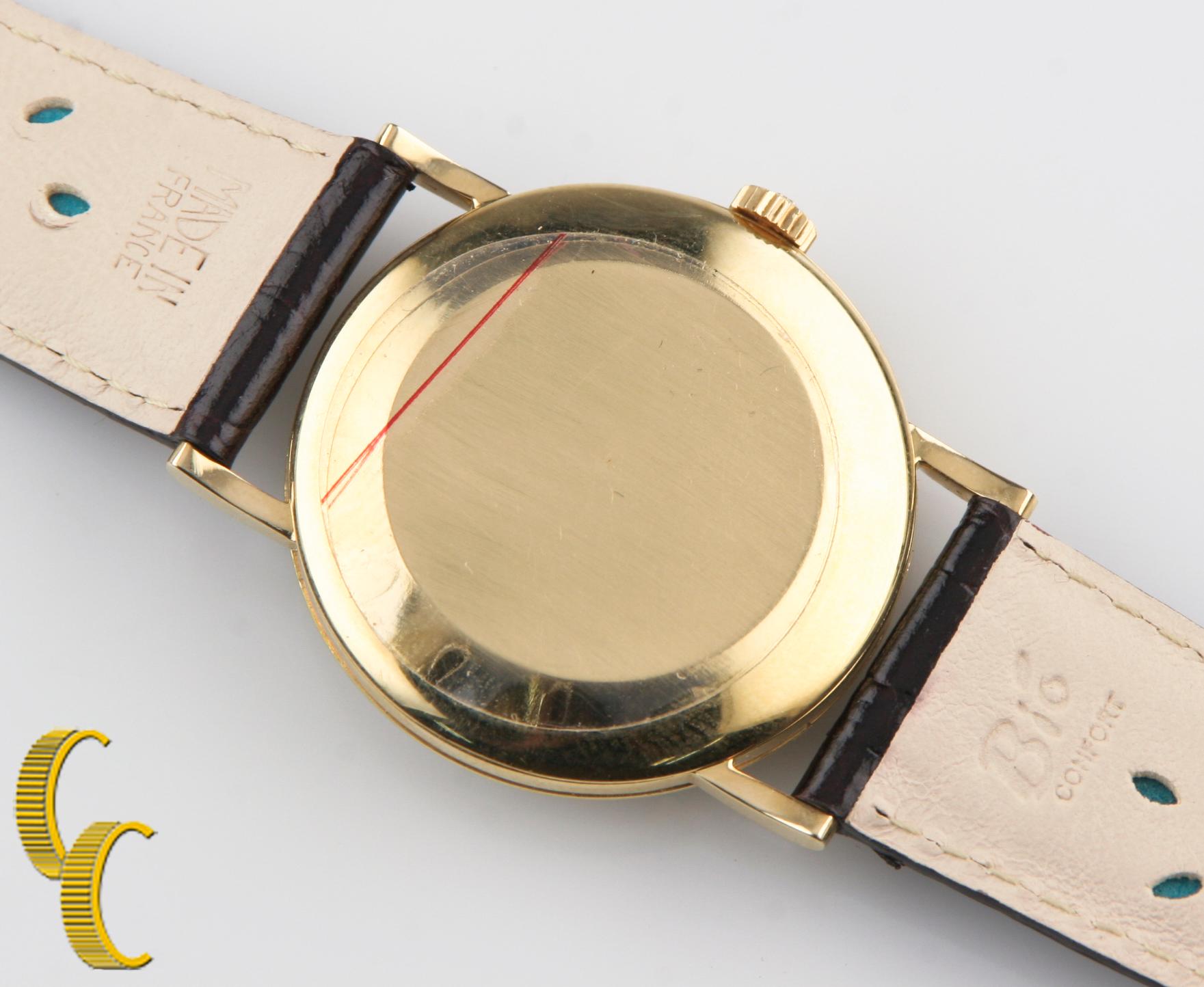 Men's Patek Philippe #3410 18 Karat Gold Hand-Winding Watch with Black Leather Strap