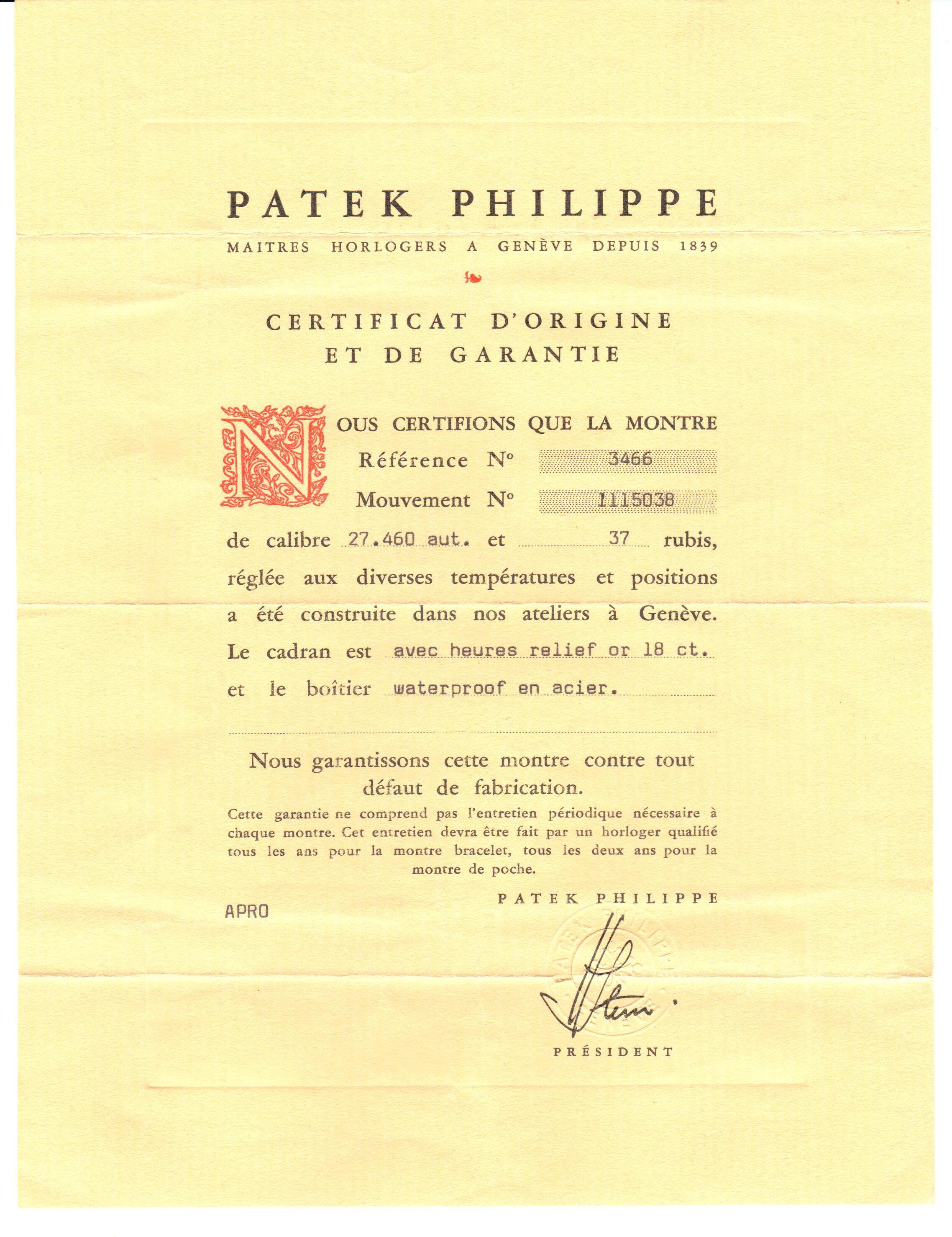 Patek Philippe 3466A Stainless Steel Automatic Calatrava Watch, circa 1967 3
