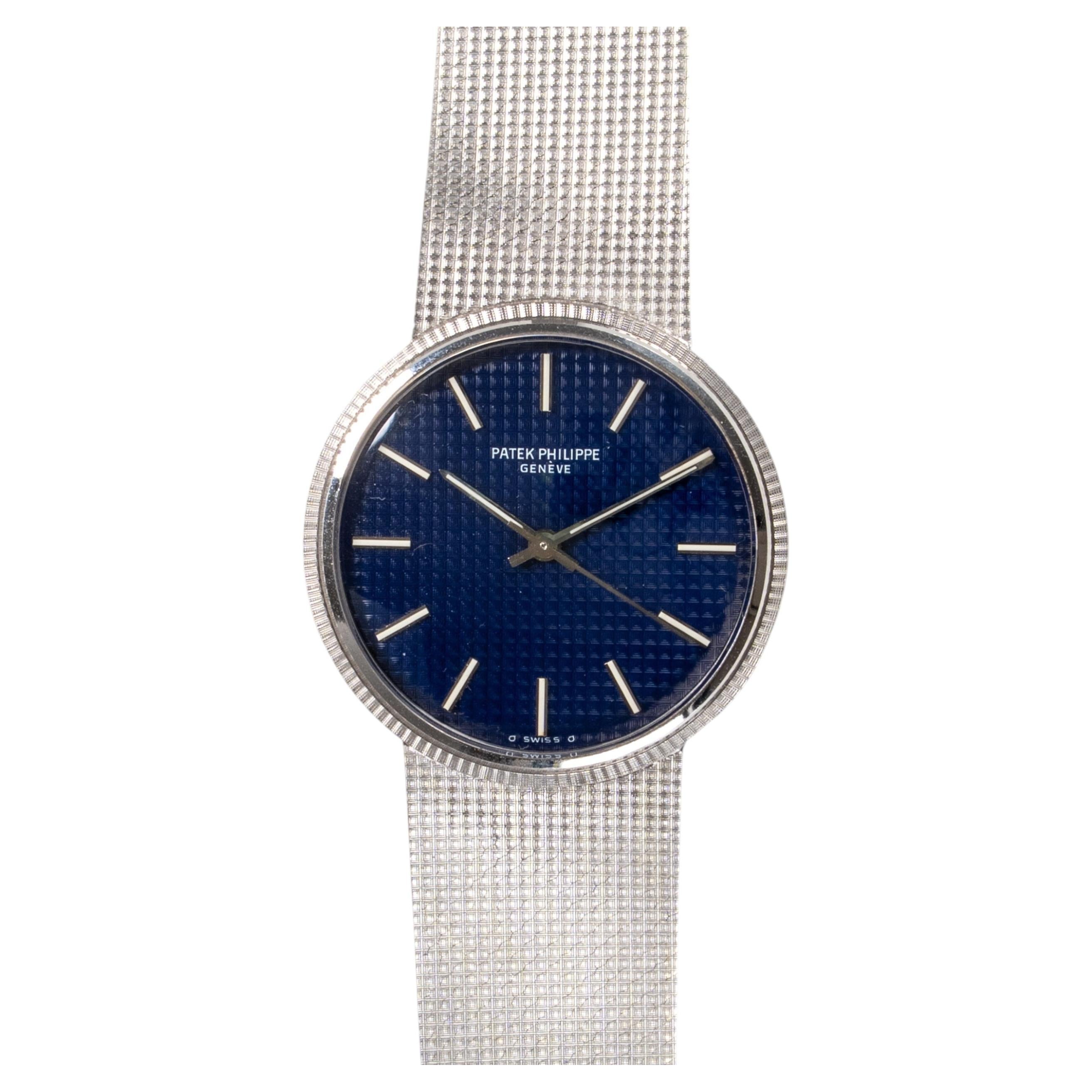 Patek Philippe 3569G Esfera de lino azul 18k WG Años 70