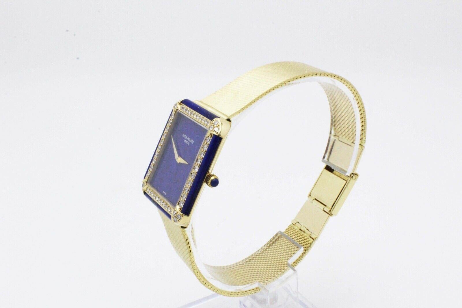 Patek Philippe 3727 18K Yellow Gold Lapis Lazuli Dial Diamonds ARCHIVE PAPERS In Excellent Condition In San Diego, CA