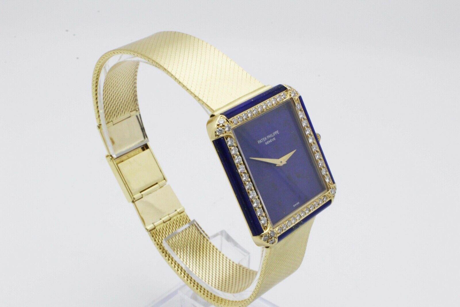Women's or Men's Patek Philippe 3727 18K Yellow Gold Lapis Lazuli Dial Diamonds ARCHIVE PAPERS