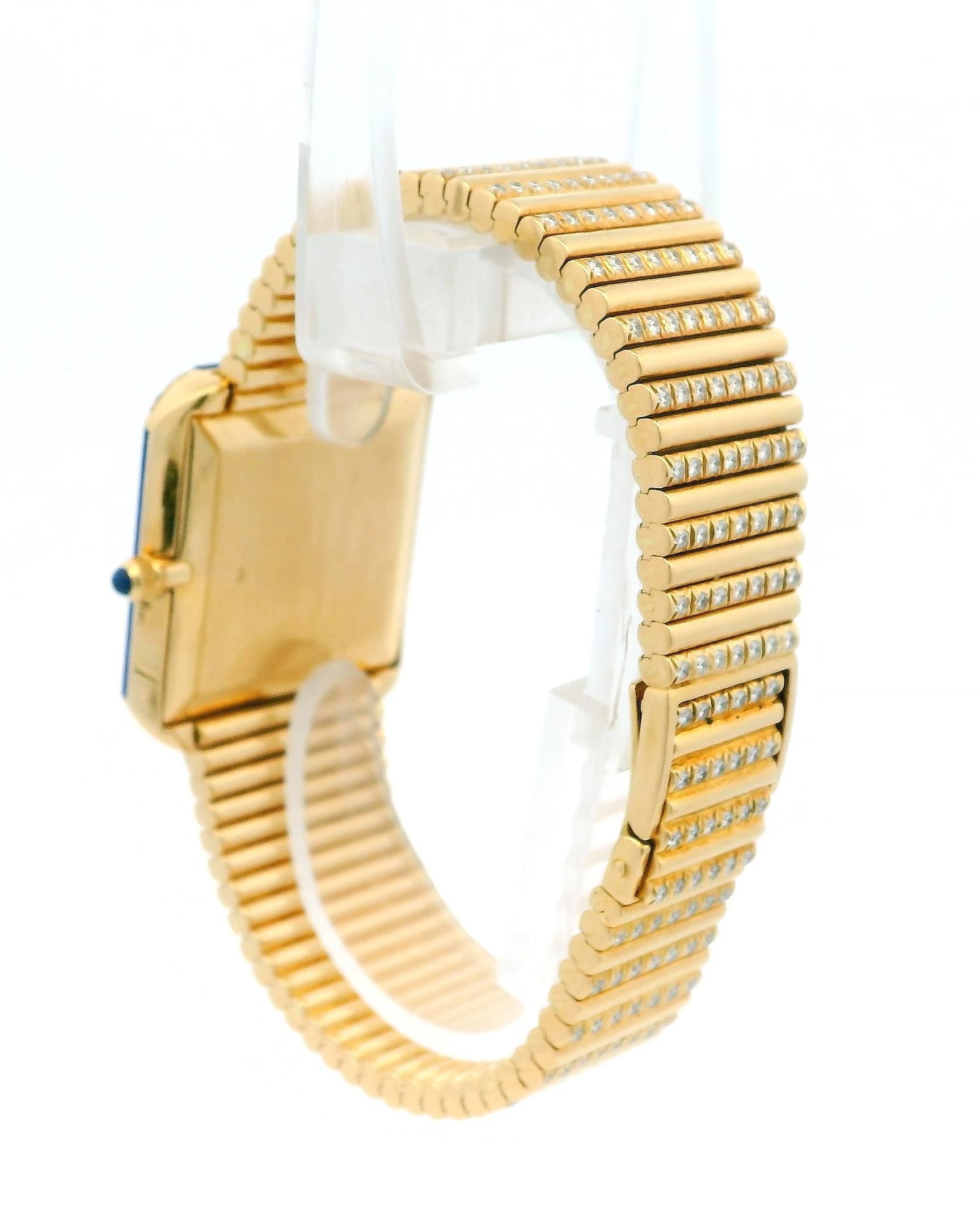 Patek Philippe 3727/3 Lapis Diamond Case Pave Bracelet Watch W/Archive For Sale 1