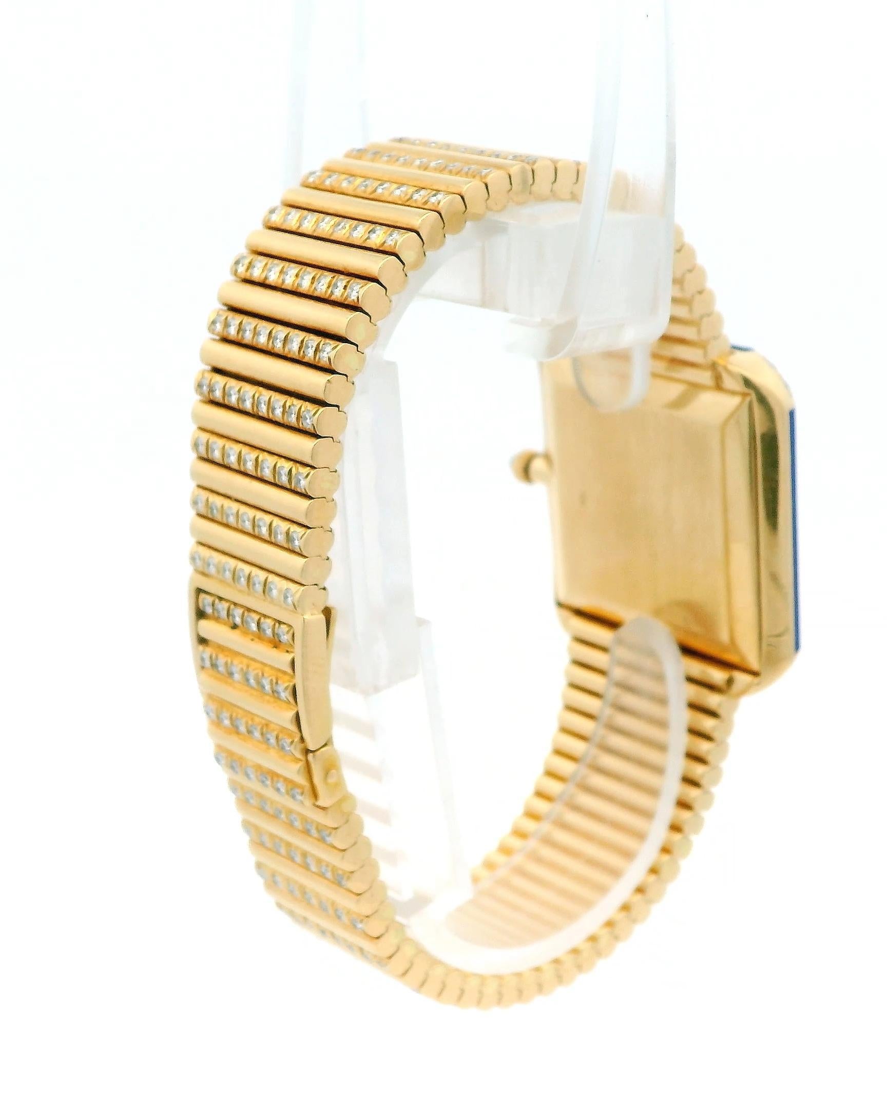 Patek Philippe 3727/3 Lapis Diamond Case Pave Bracelet Watch W/Archive For Sale 2