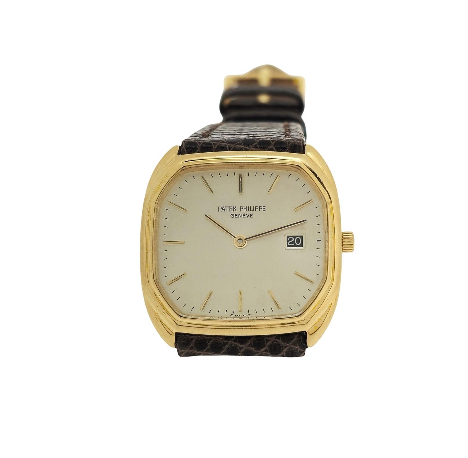 Patek Philippe 3761J Vintage Mid size Unisex Quartz Cushion watch Circa 1980's For Sale 9