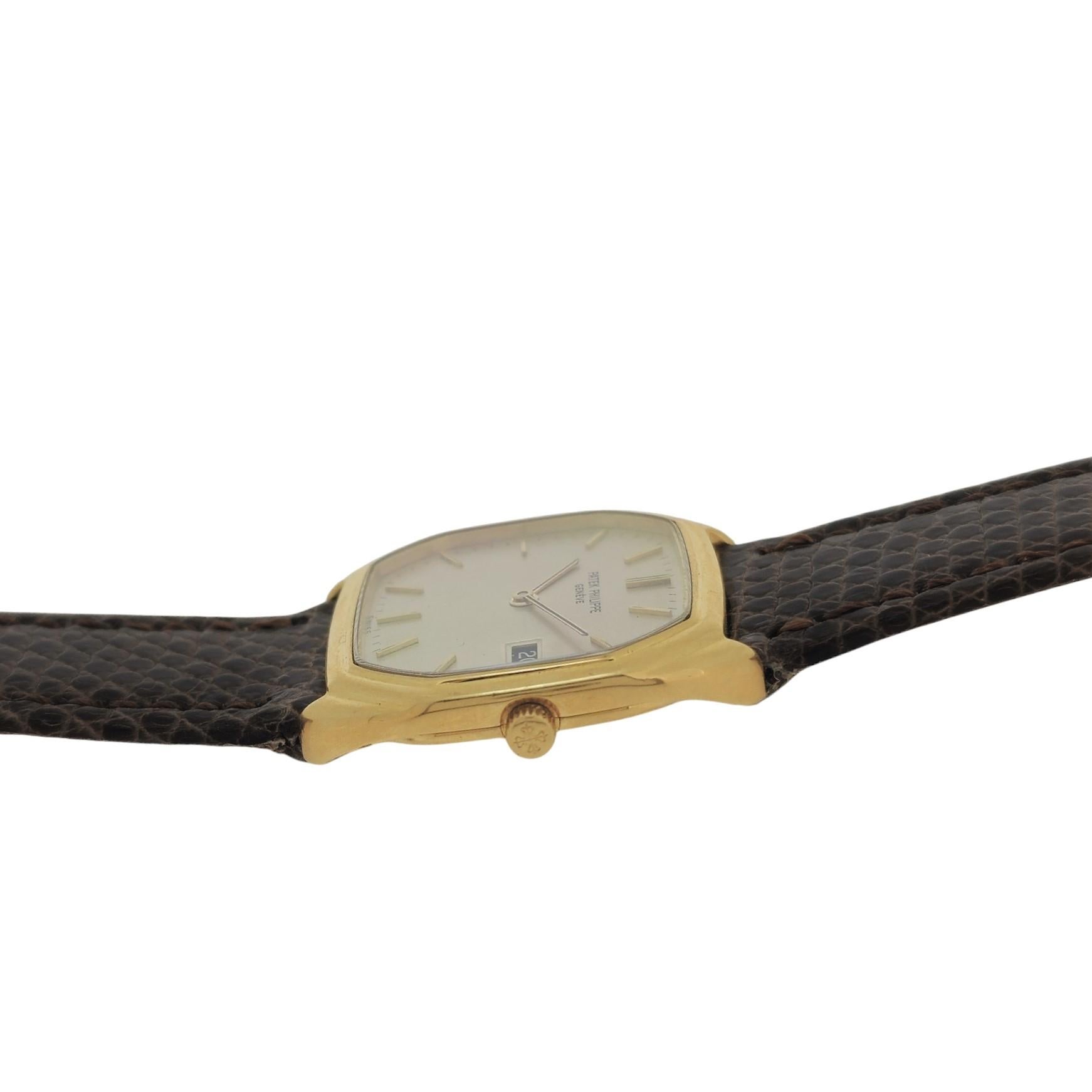 Patek Philippe 3761J Vintage Mid size Unisex Quartz Cushion watch Circa 1980's For Sale 2