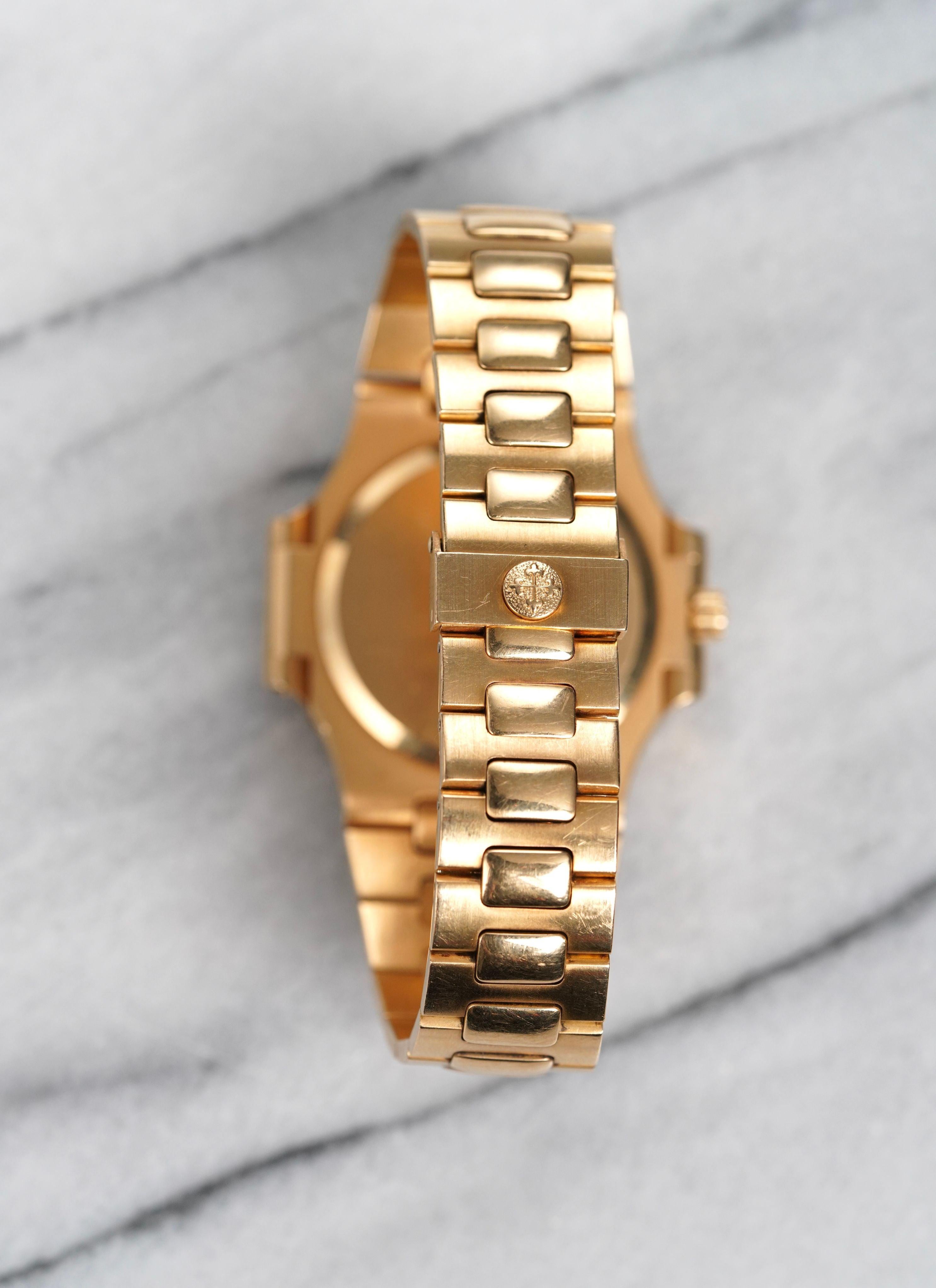 Women's or Men's Patek Philippe 3800J Blue Diamond Dial Watch in 18K Yellow Gold, 1990s For Sale