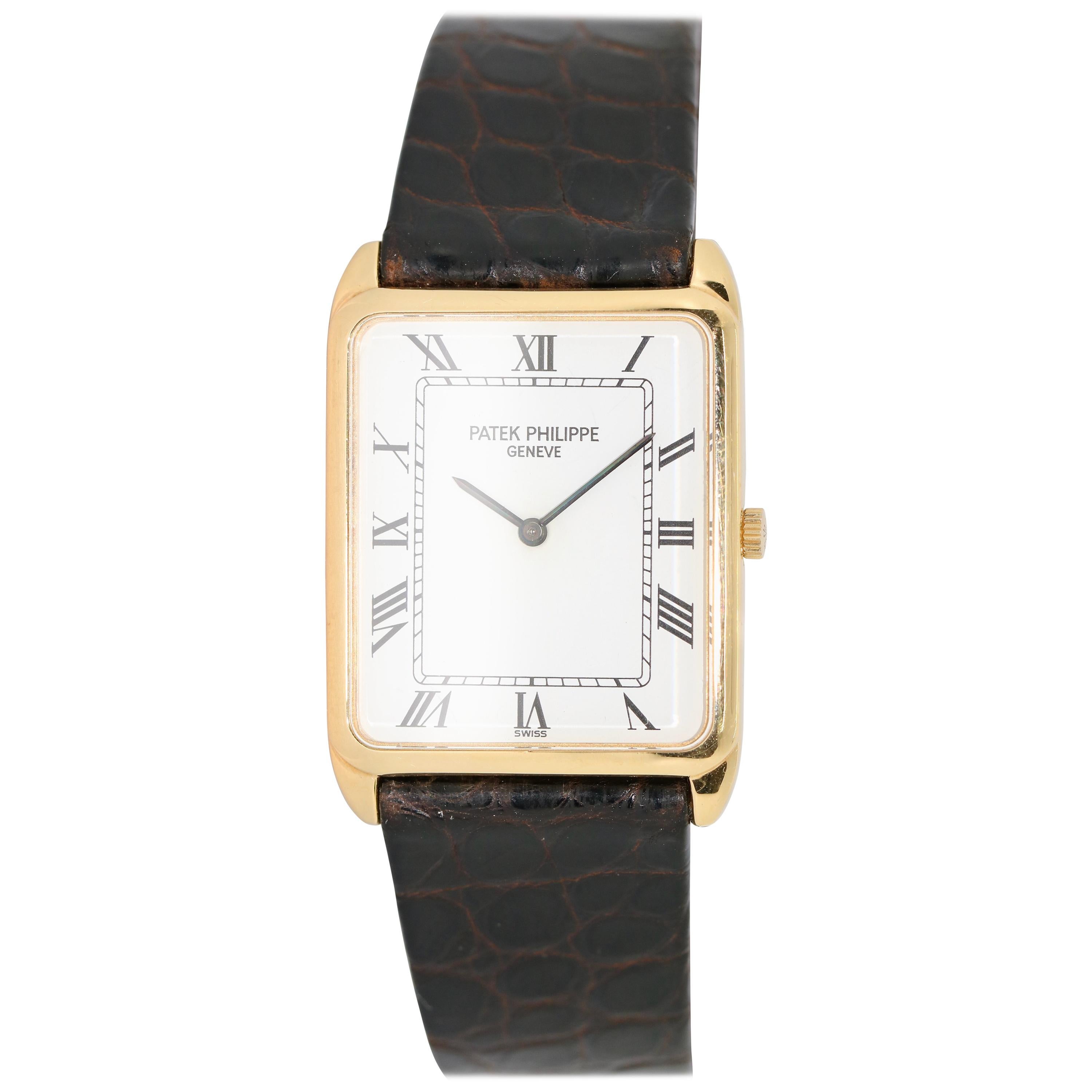 Patek Philippe 3803 Gondolo Rectangular Thin Wristwatch 18K Gold + Certificate
