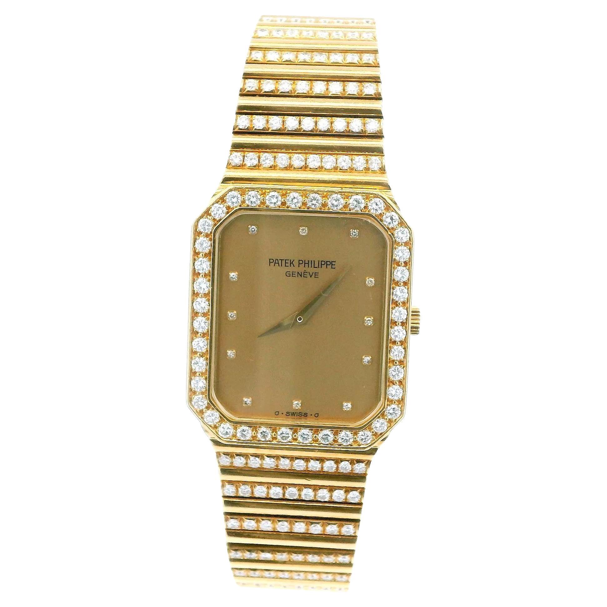 Orologio da uomo Patek Philippe 3814/1 Manuale in oro giallo 18 carati e diamanti di fabbrica