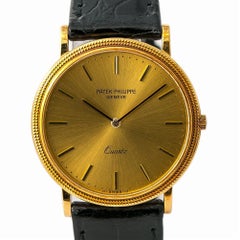 Patek Philippe 3862 Automatic Mens 18K Yellow Gold Watch Leather Band