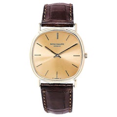 Patek Philippe 3862 Automatic Mens 18K Yellow Gold Watch Leather Band