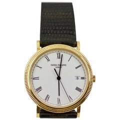 Vintage Patek Philippe 3944 Calatrava 18k Yellow Gold Quartz Watch with Original Strap