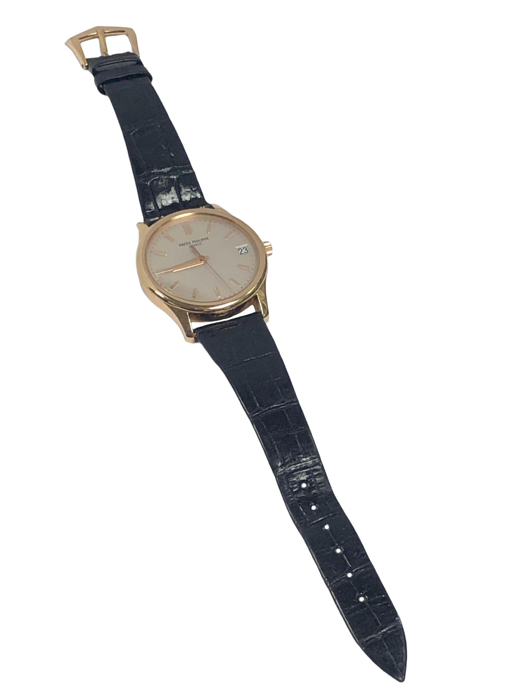 Women's or Men's Patek Philippe 3998 Caltrava Yellow Gold Automatic Wrist Watch For Sale