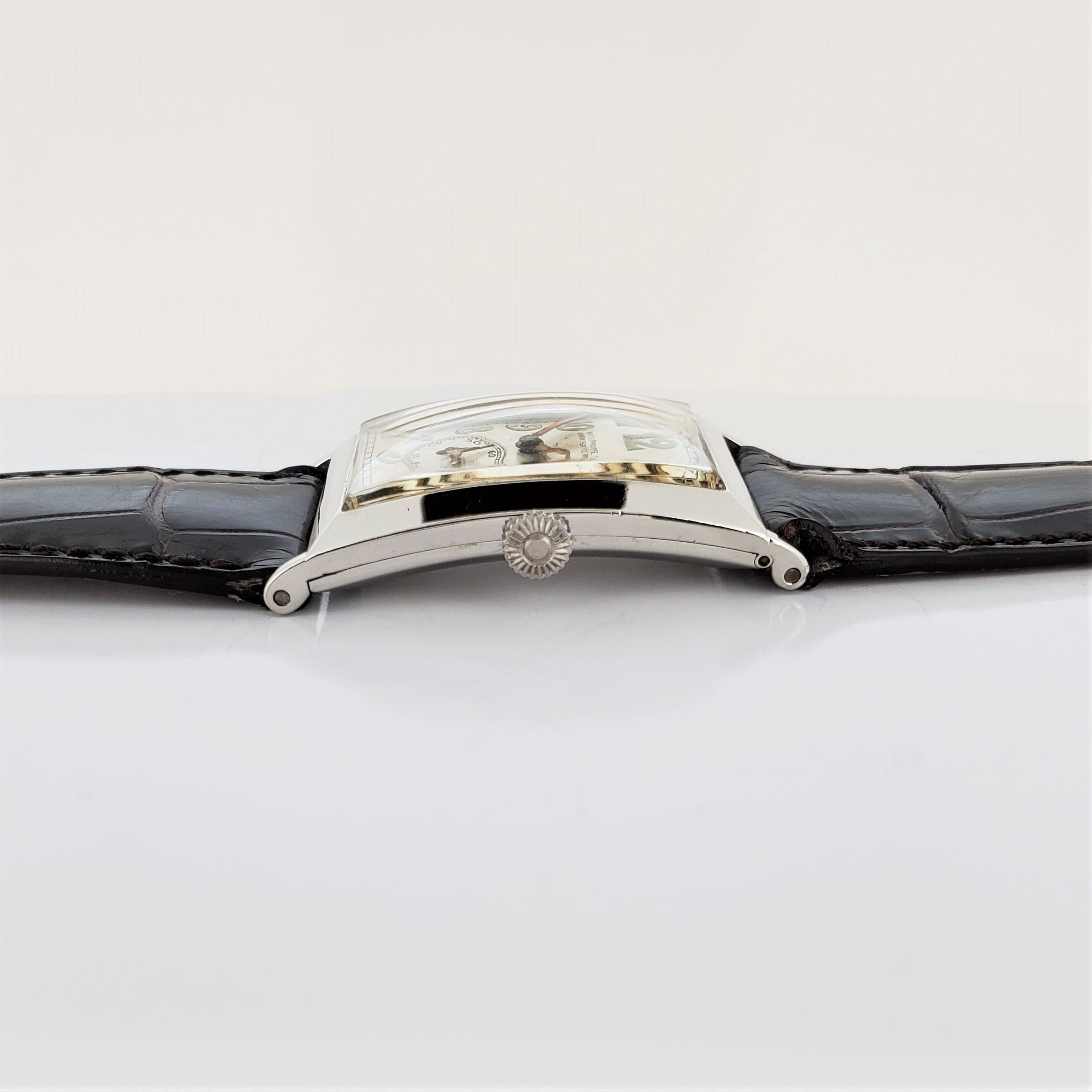Patek Philippe „42“ Platin-Uhr mit gebogenem Scharnier im Art déco-Stil im Angebot 3