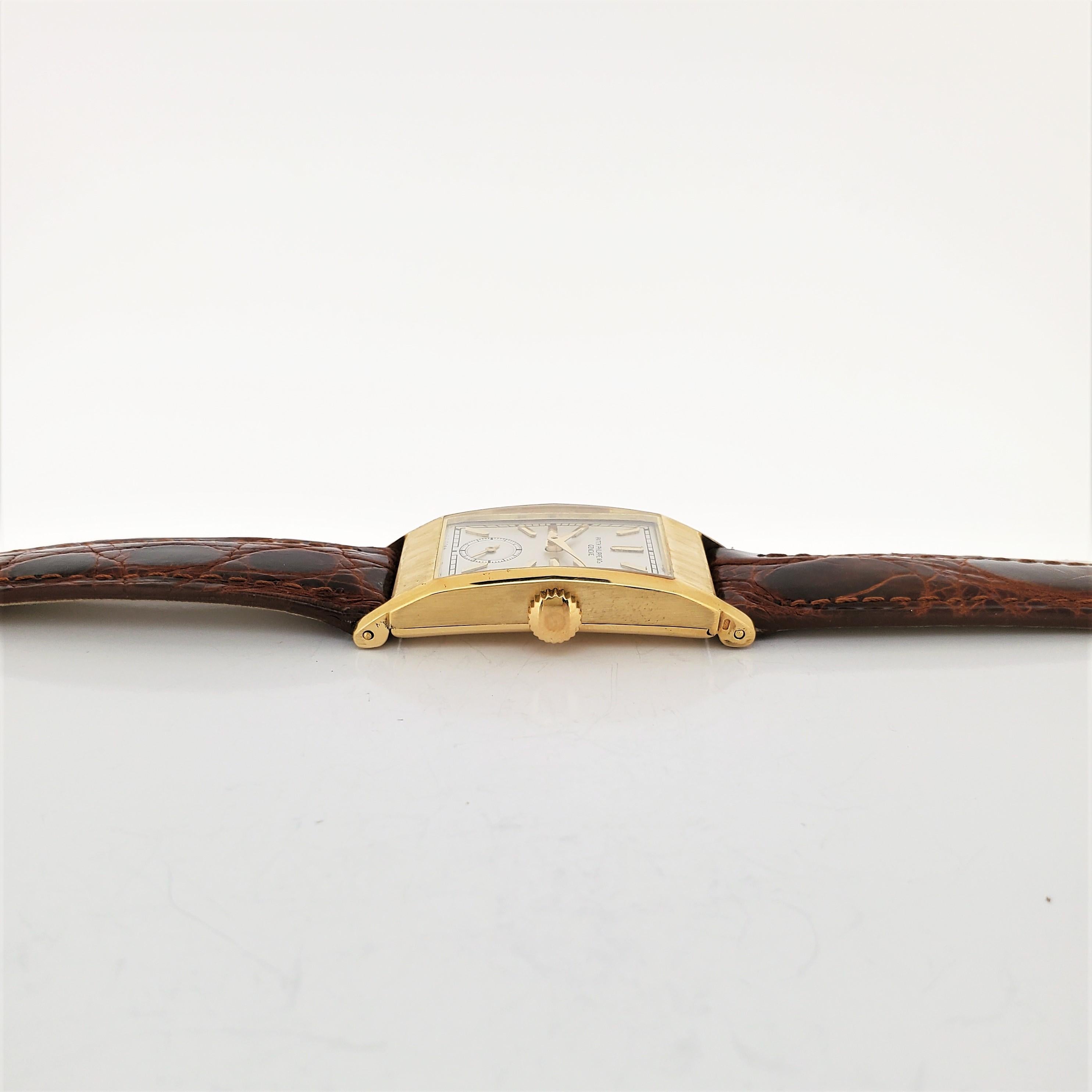 Patek Philippe 425J „Tegolino“ Vintage Art-Déco-Uhr in Gelbgold in Gelbgold, um 1940 im Zustand „Hervorragend“ in Santa Monica, CA