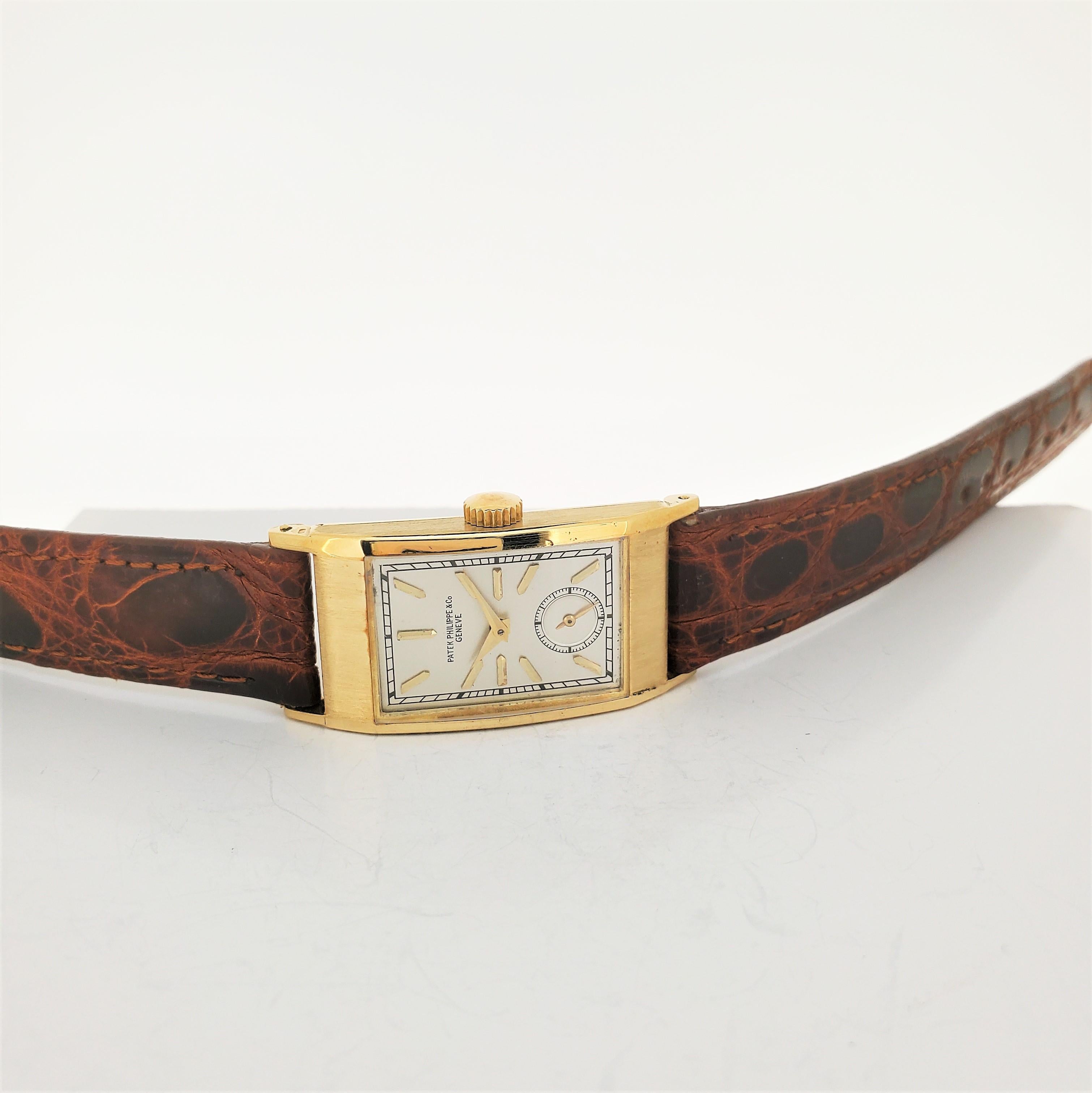 Patek Philippe Montre Art déco vintage Tegolino 425J en or jaune, vers 1940 en vente 4