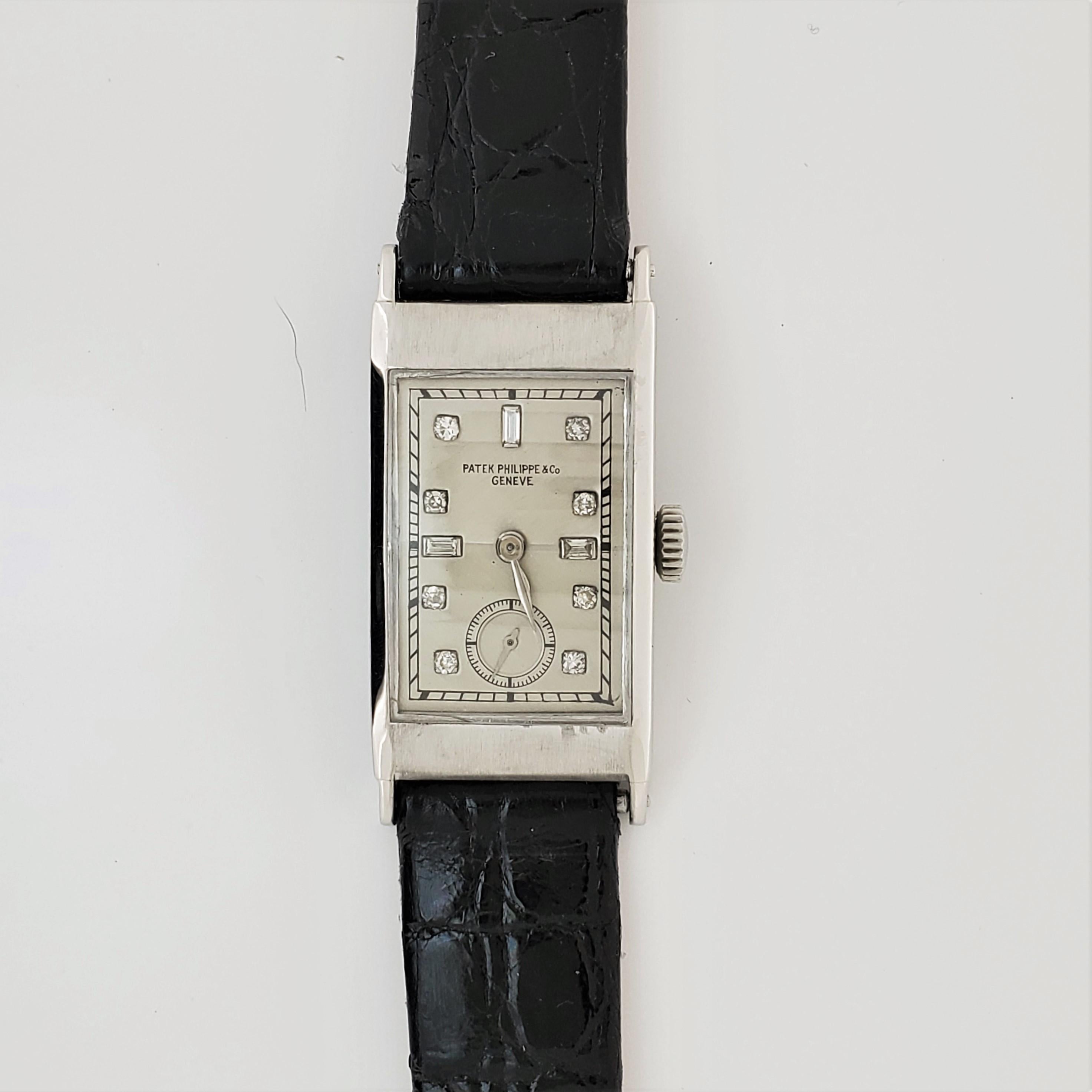 Patek Philippe 425P Tegolino Platinum Art Deco Watch Circa 1937 For Sale 3