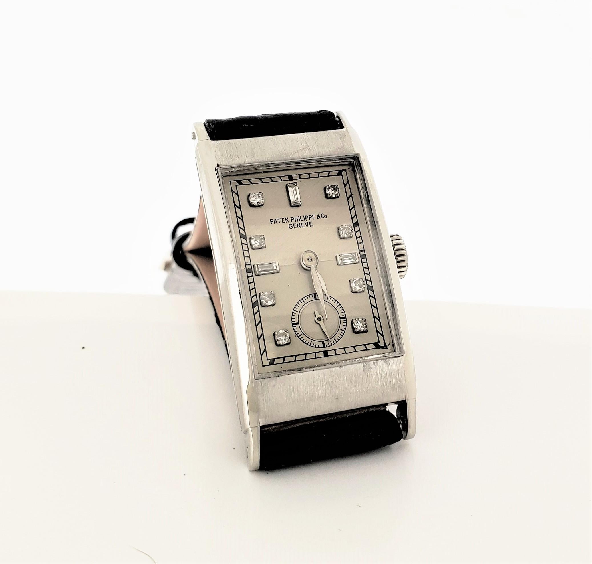 Patek Philippe 425P Tegolino Platinum Art Deco Watch Circa 1937 For Sale 4