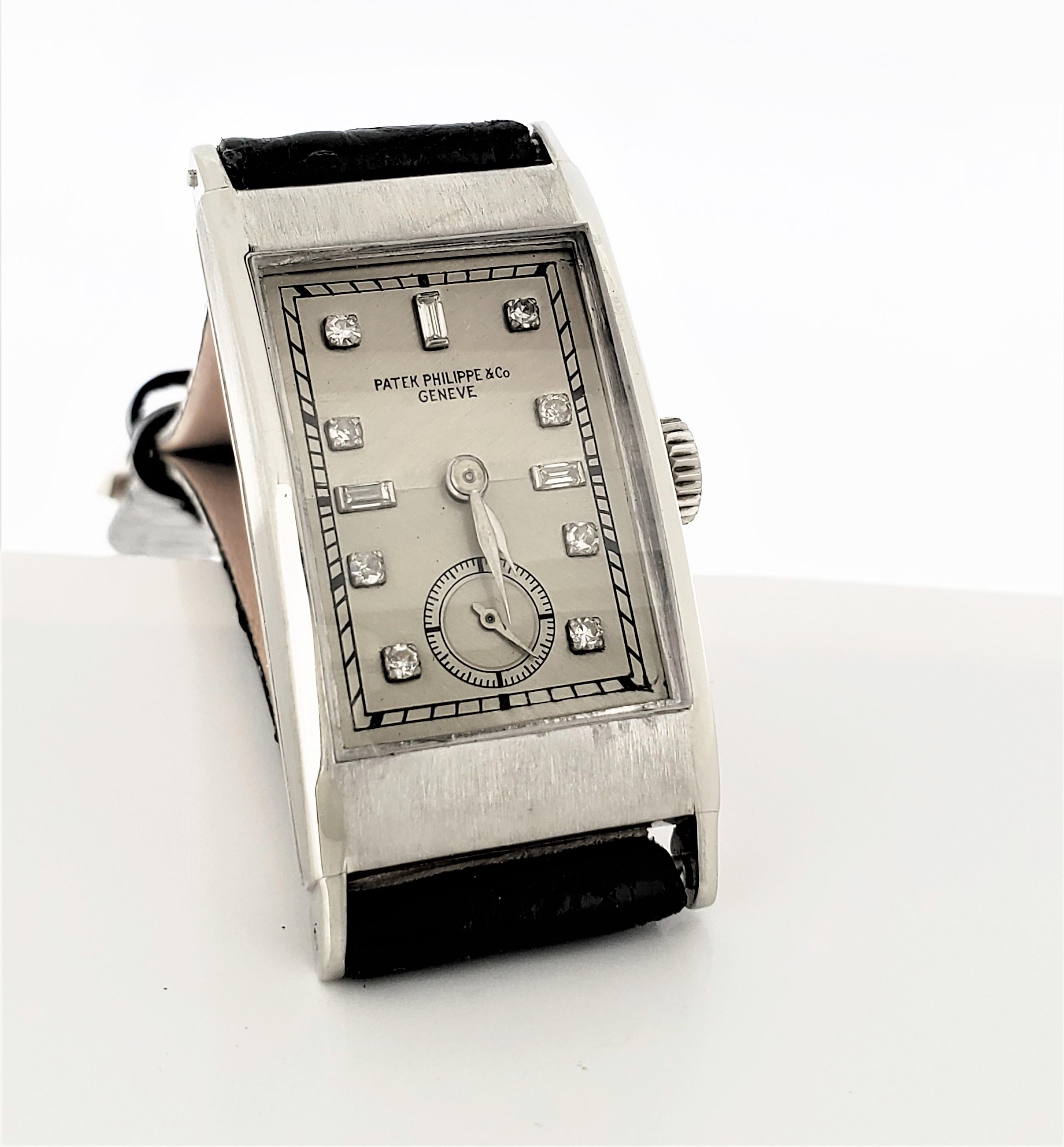 Patek Philippe 425P Tegolino Platinum Art Deco Watch Circa 1937 en vente 7
