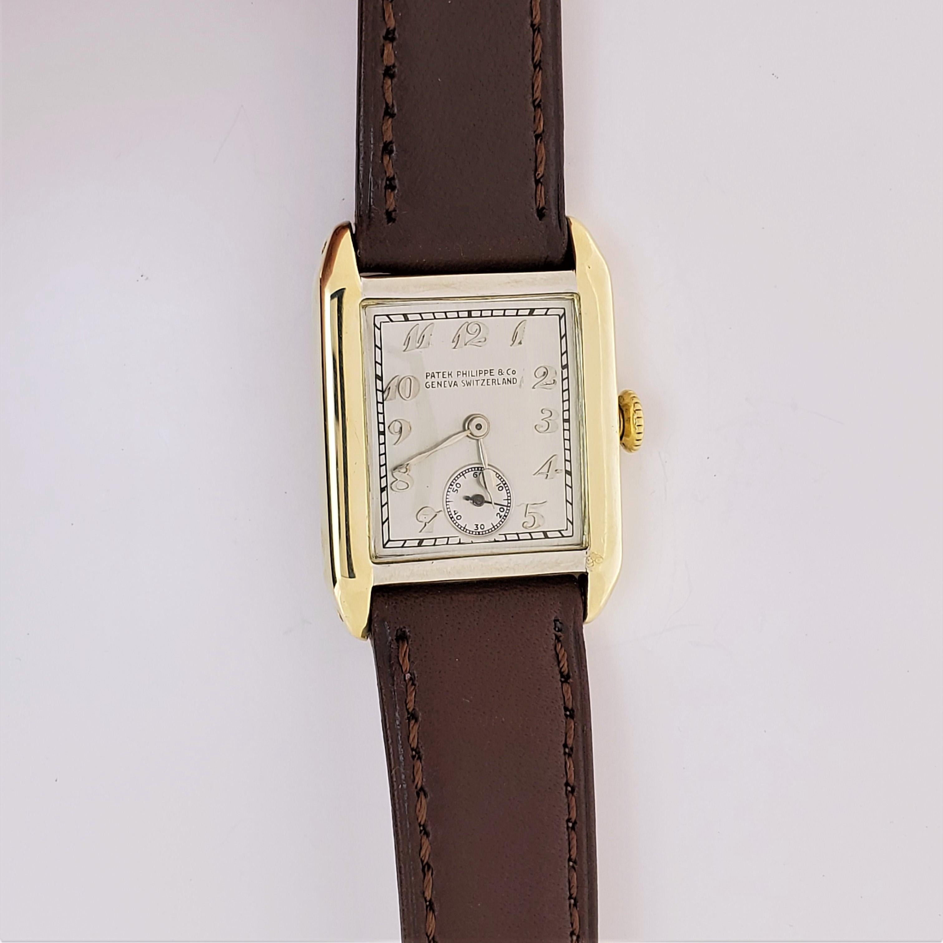 Women's or Men's Patek Philippe 45JG Art Deco Yellow and White Gold Watch, circa 1926