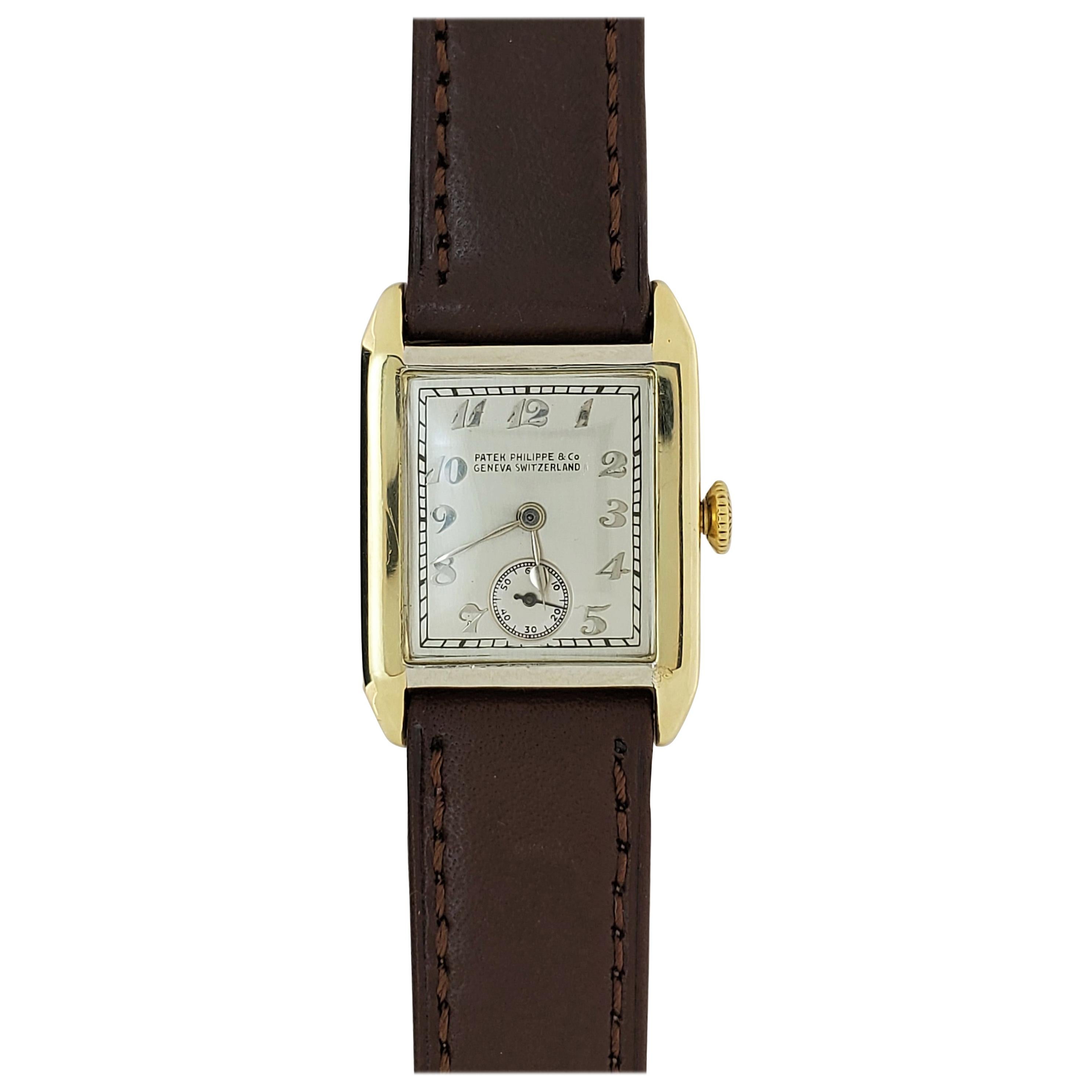Patek Philippe 45JG Art Deco Yellow and White Gold Watch, circa 1926 In Excellent Condition In Santa Monica, CA