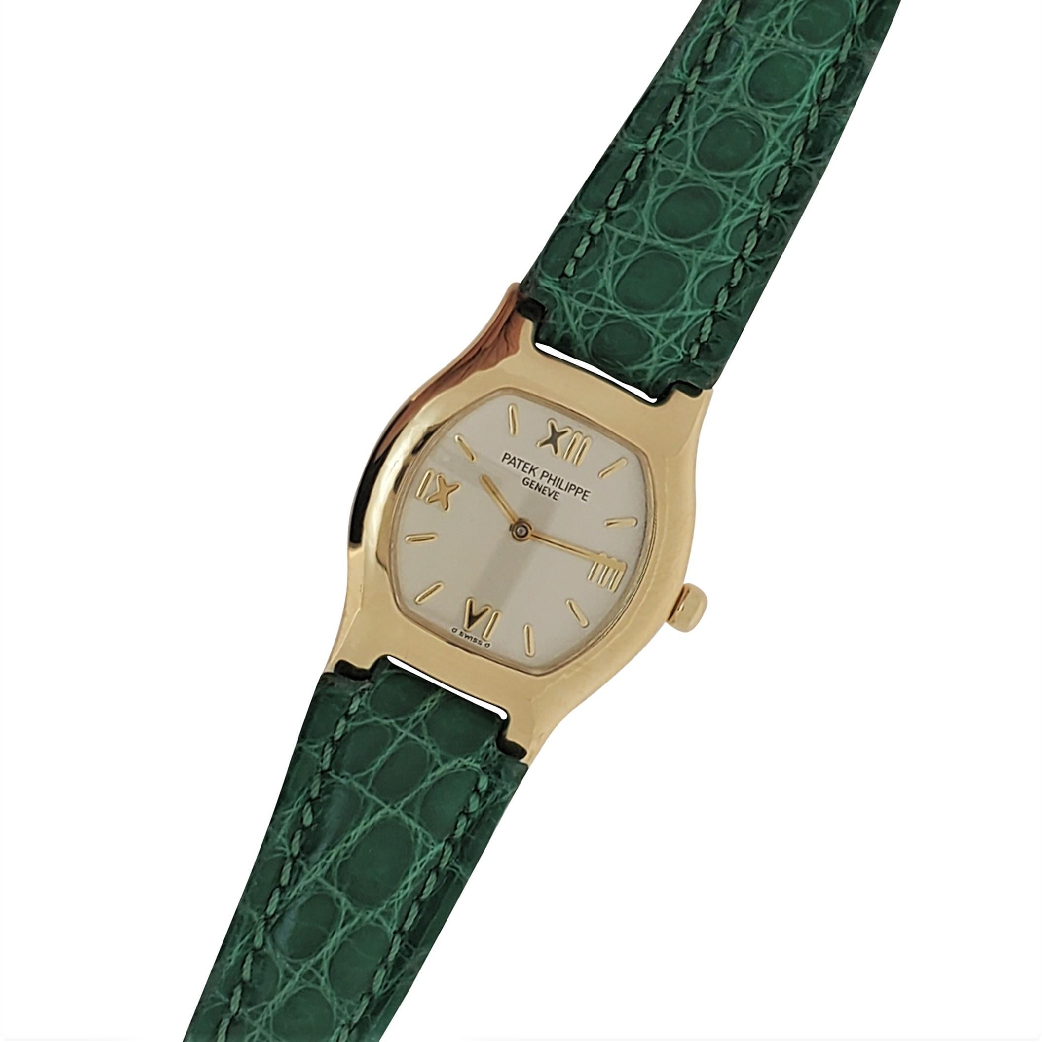 Patek Philippe 4850J Ladies Tonneau High Fashion Cushion Shaped Watch circa 1997 For Sale 8