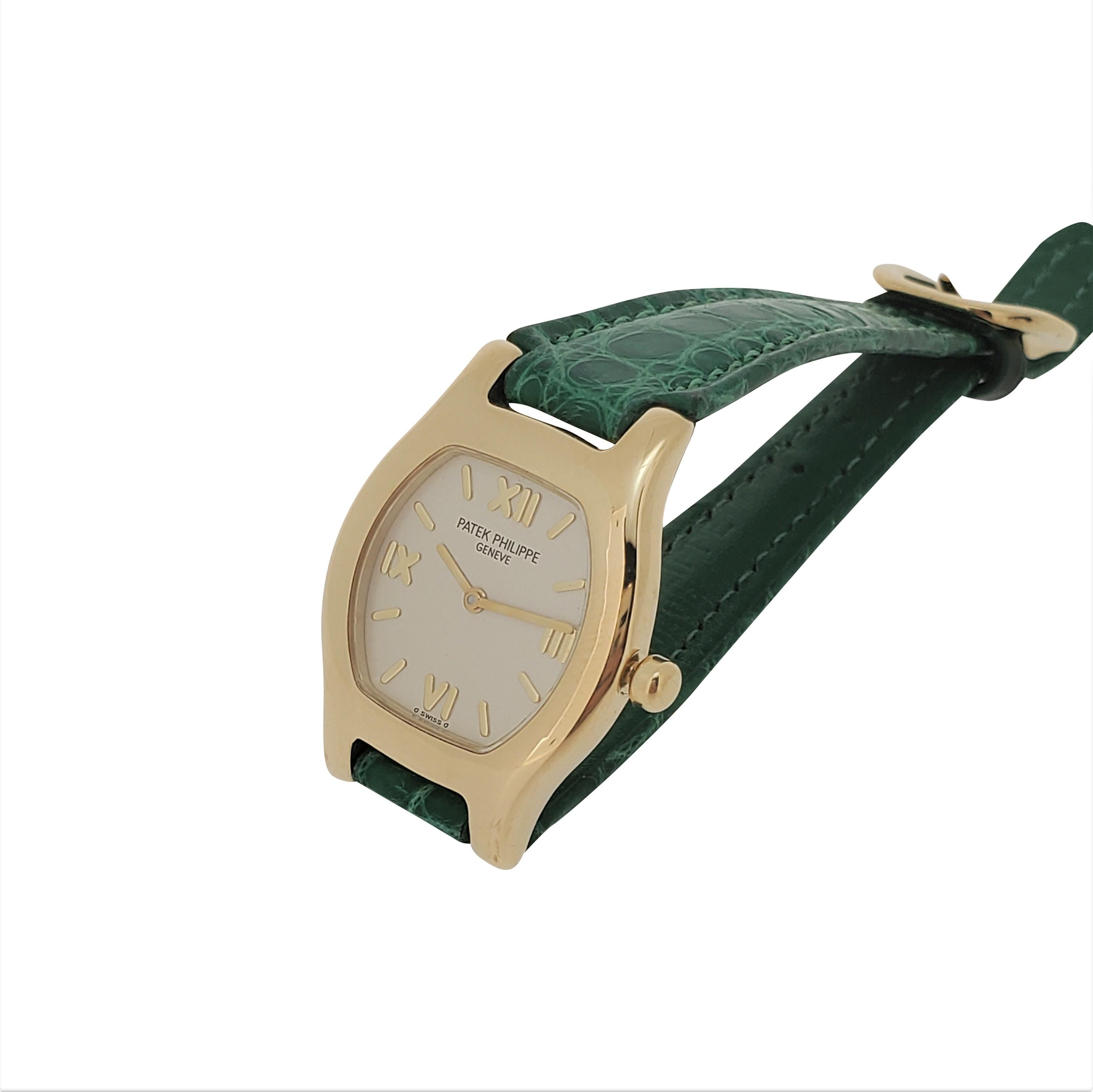 Patek Philippe 4850J Ladies Tonneau High Fashion Cushion Shaped Watch circa 1997 For Sale 11