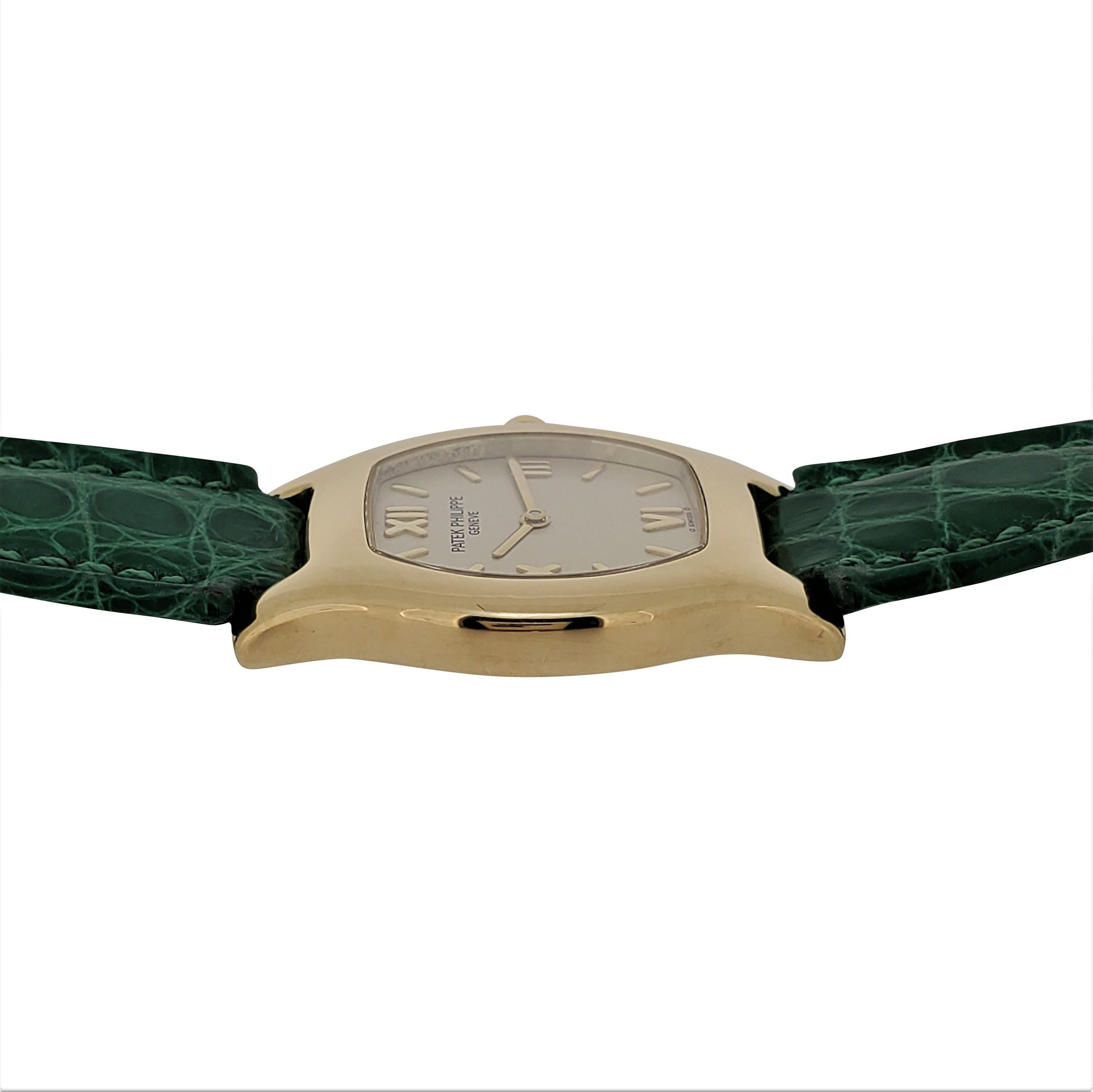 Patek Philippe 4850J Ladies Tonneau High Fashion Cushion Shaped Watch circa 1997 For Sale 12
