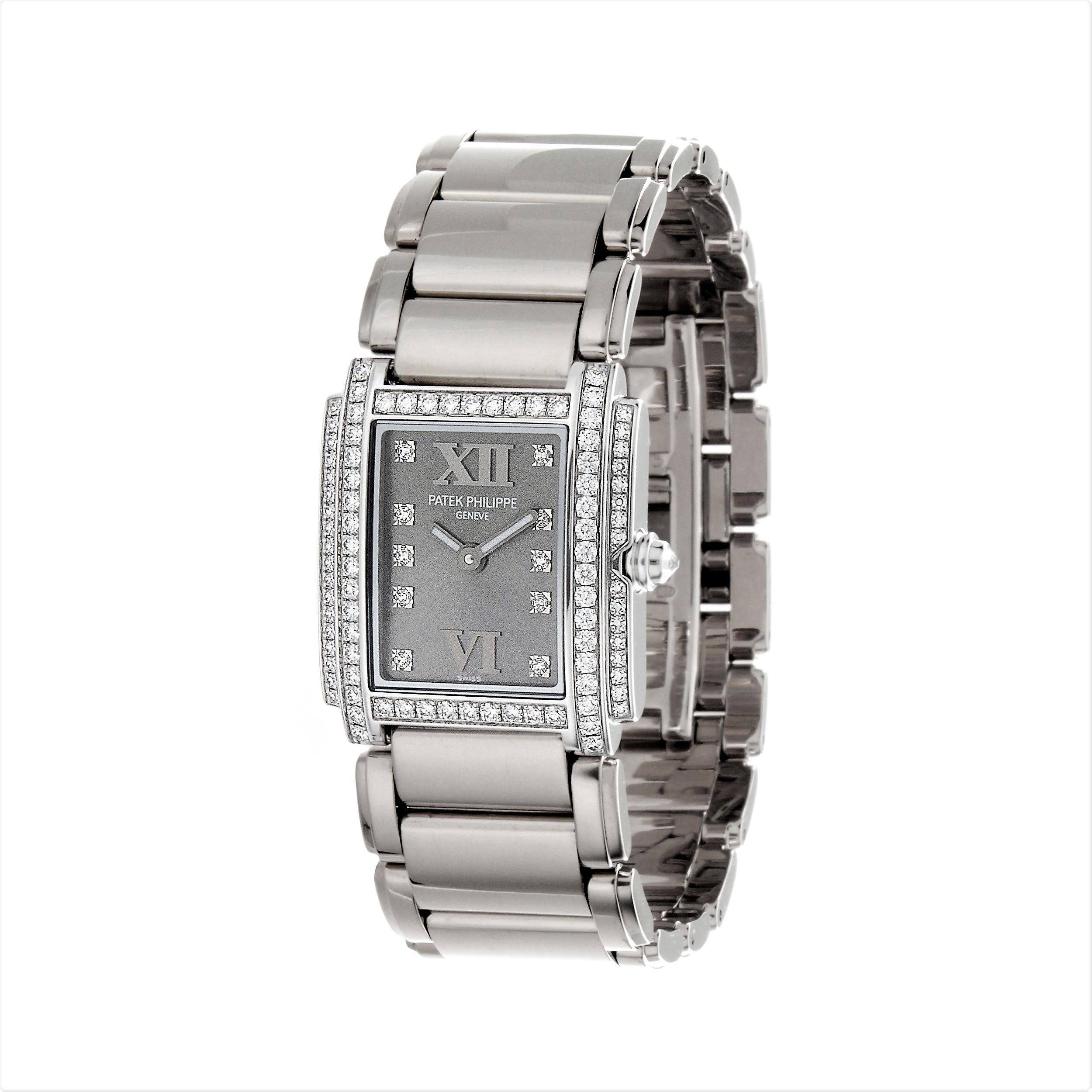 Women's Patek Philippe 4908/200G 18K WG Ladies Twenty-4 Diamond case and dial Circa 2010 For Sale