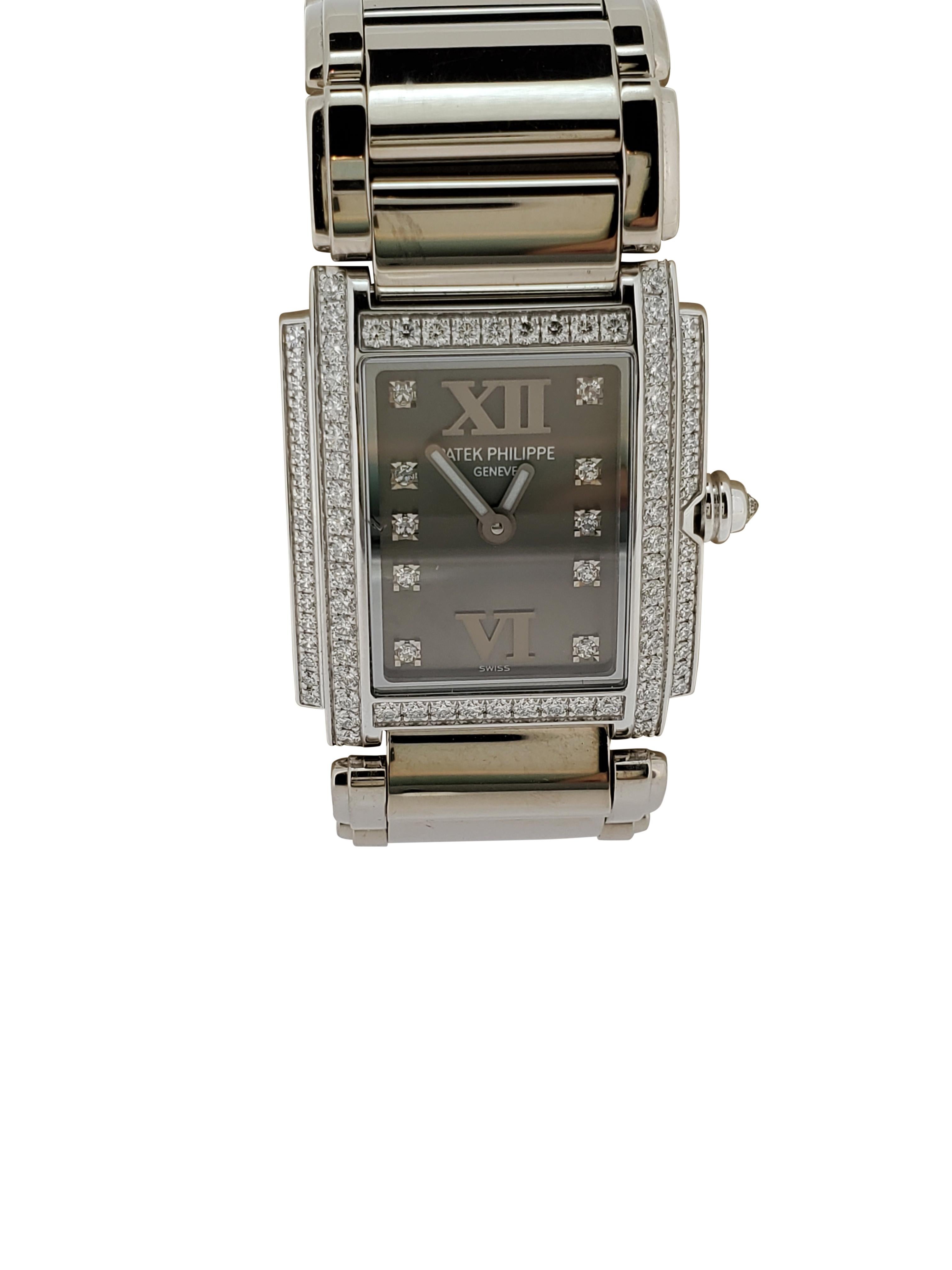 Patek Philippe 4908/200G 18K WG Ladies Twenty-4 Diamond case and dial Circa 2010 For Sale 2