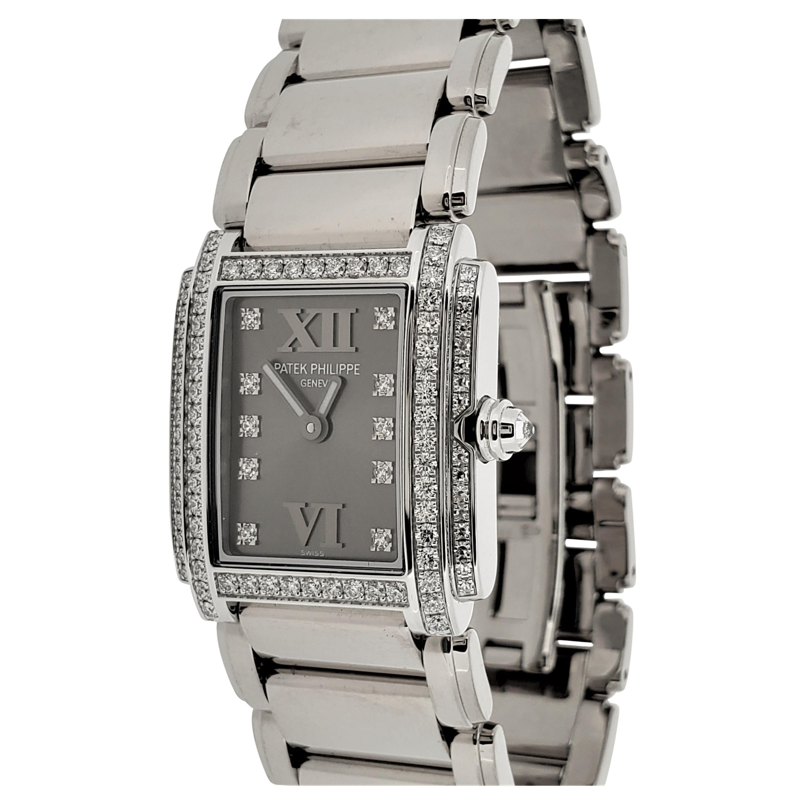 Patek Philippe 4908/200G 18K WG Ladies Twenty-4 Diamond case and dial Circa 2010 For Sale