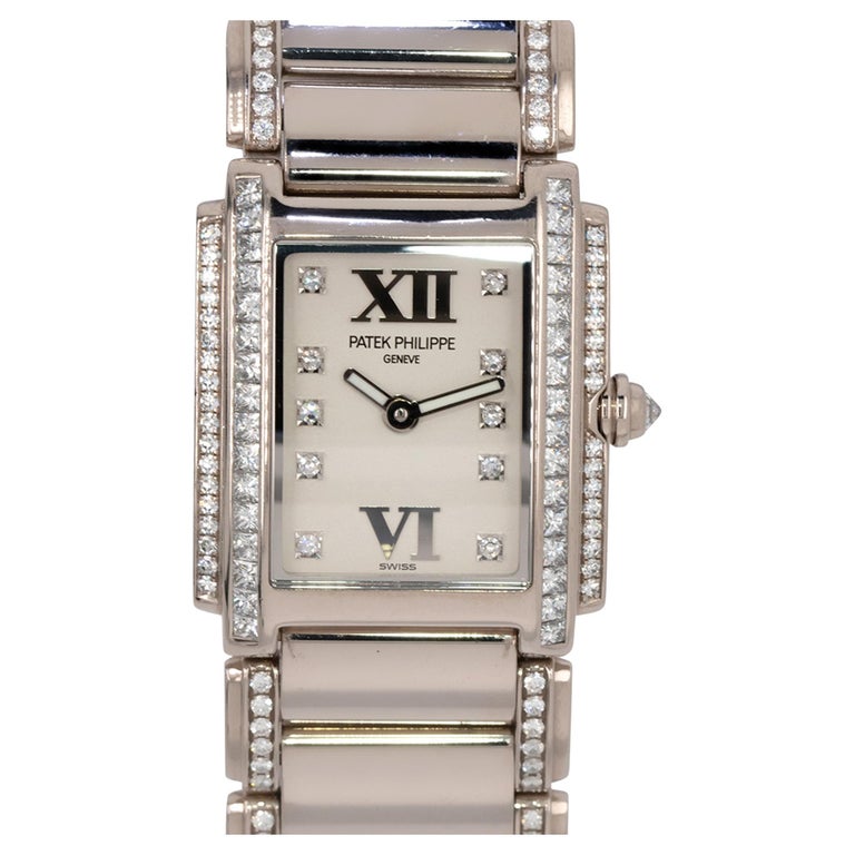 Reloj Patek Philippe 4908/31G Twenty-4 Oro Blanco Diamante Mujer en 1stDibs  | reloj diamante mujer