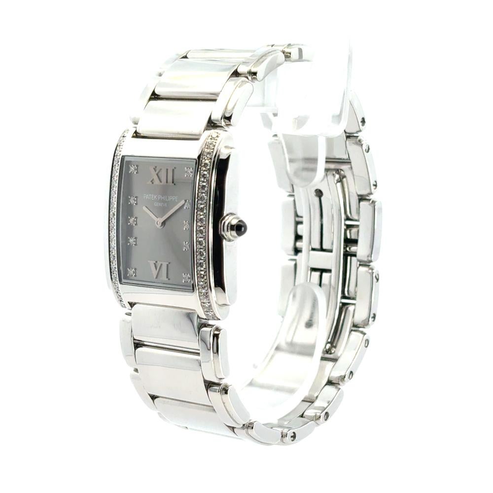 Patek Philippe 4910/10A Twenty-4 Stainless Steel Gray Dial Diamond Ladies Watch For Sale 5