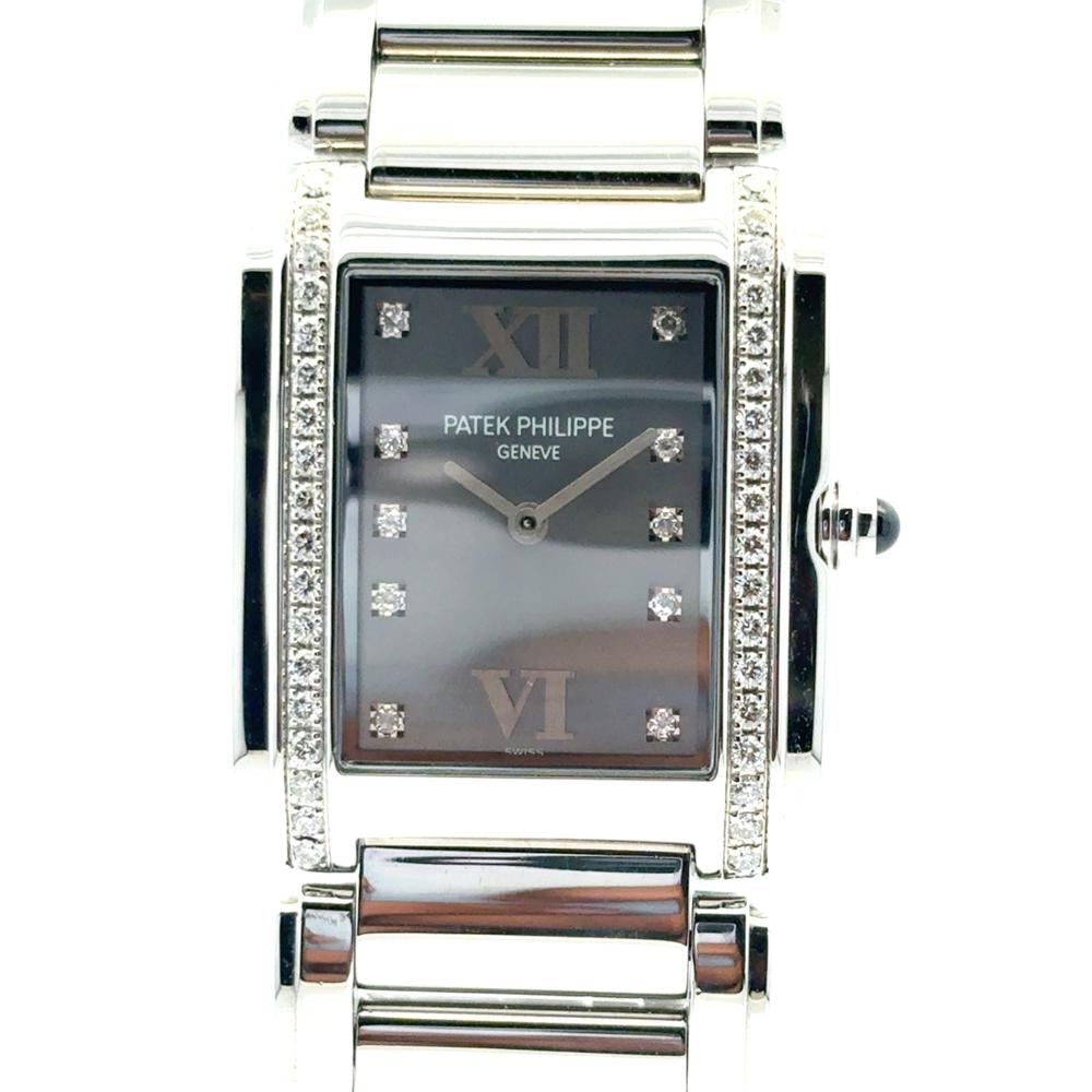 Patek Philippe 4910/10A Twenty-4 Stainless Steel Gray Dial Diamond Ladies Watch For Sale 8