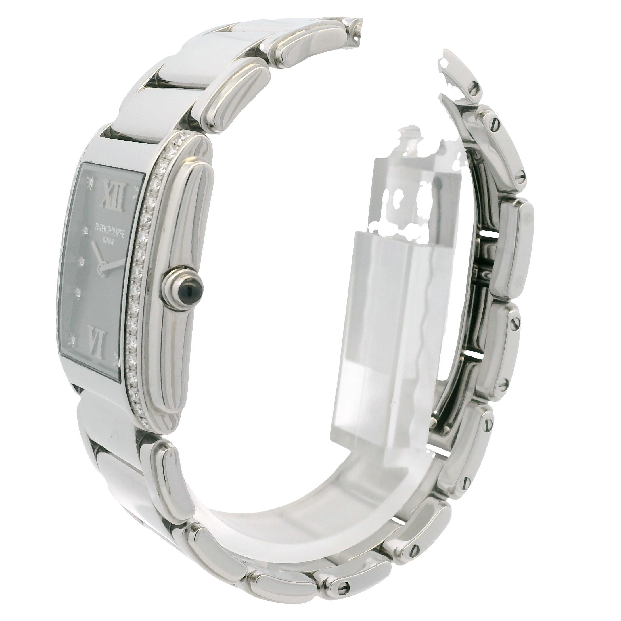 Patek Philippe 4910/10A Twenty-4 Stainless Steel Gray Dial Diamond Ladies Watch For Sale 2