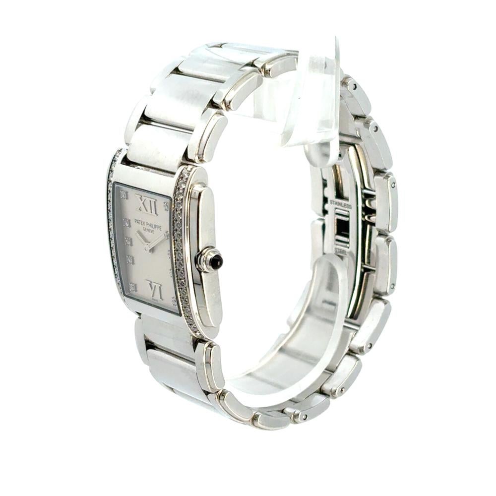 Patek Philippe 4910/10A Twenty-4 Stainless Steel White Dial Diamond Ladies Watch For Sale 6