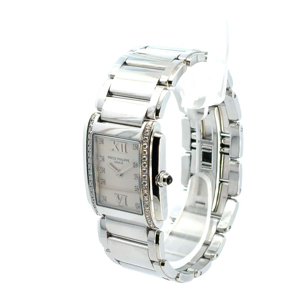 Patek Philippe 4910/10A Twenty-4 Stainless Steel White Dial Diamond Ladies Watch For Sale 7