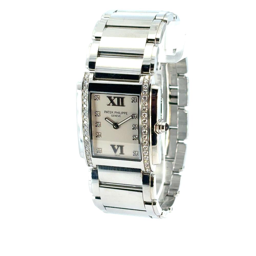 Patek Philippe 4910/10A Twenty-4 Stainless Steel White Dial Diamond Ladies Watch For Sale 8