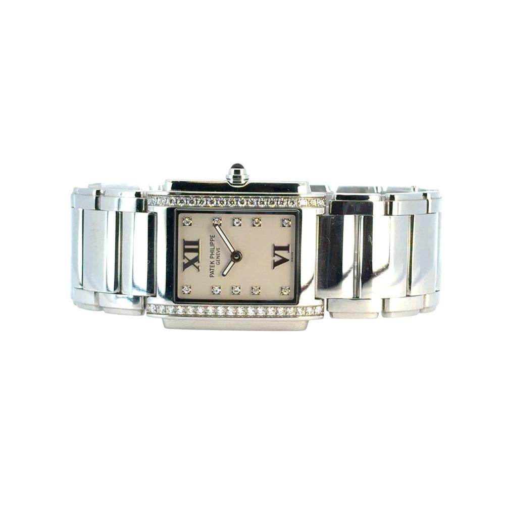 Patek Philippe 4910/10A Twenty-4 Stainless Steel White Dial Diamond Ladies Watch For Sale 11