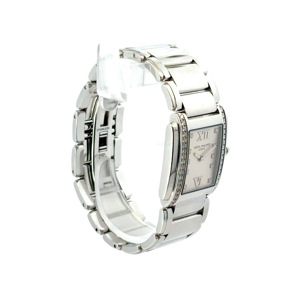 Patek Philippe 4910/10A Twenty-4 Stainless Steel White Dial Diamond Ladies Watch For Sale 1