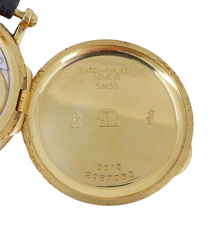 Patek Philippe 5015 Montre-bracelet de succession en or 18 carats avec réserve de marche en vente 1