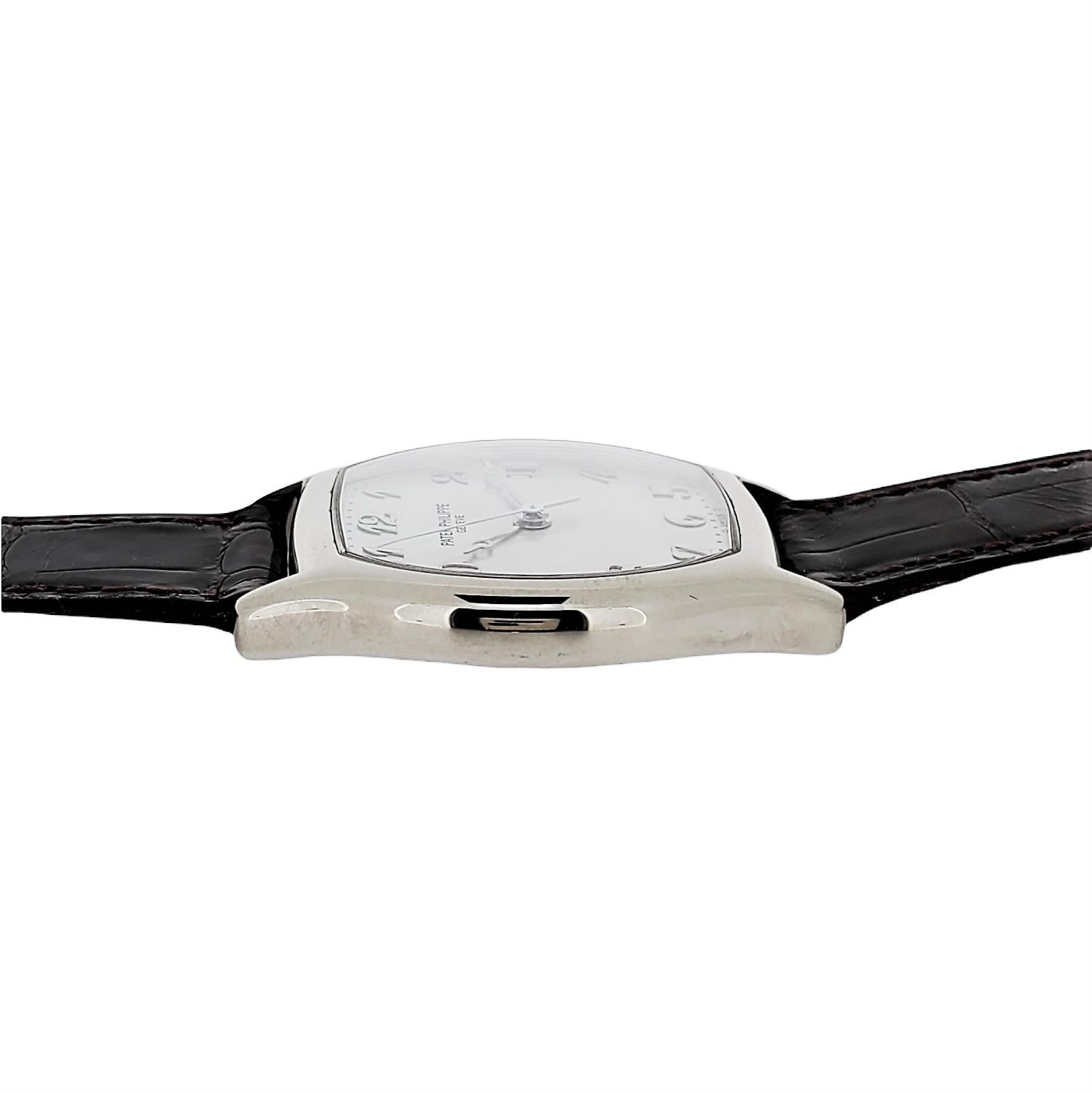 Modern Patek Philippe 5030G White Gold Automatic Tonneau Shape Watch, Circa 2000 For Sale