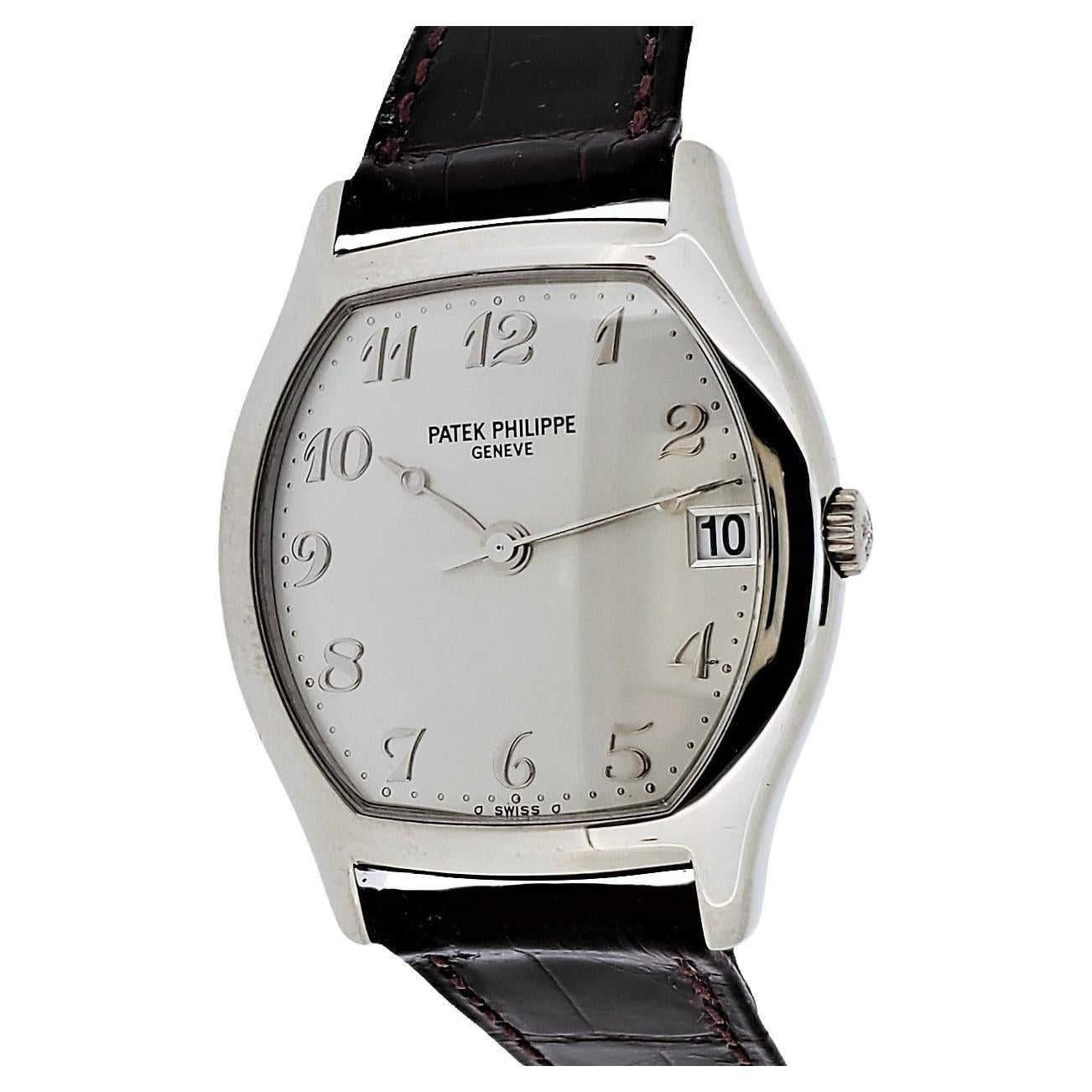 Patek Philippe 5030J White Gold Automatic Tonneau Shape Watch, Circa 2000