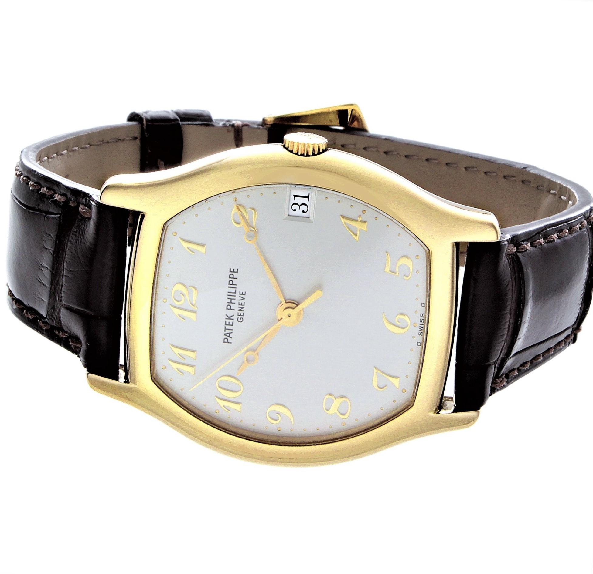 Modern Patek Philippe 5030J Yellow Gold Automatic Tonneau Shape Watch, Circa 1995