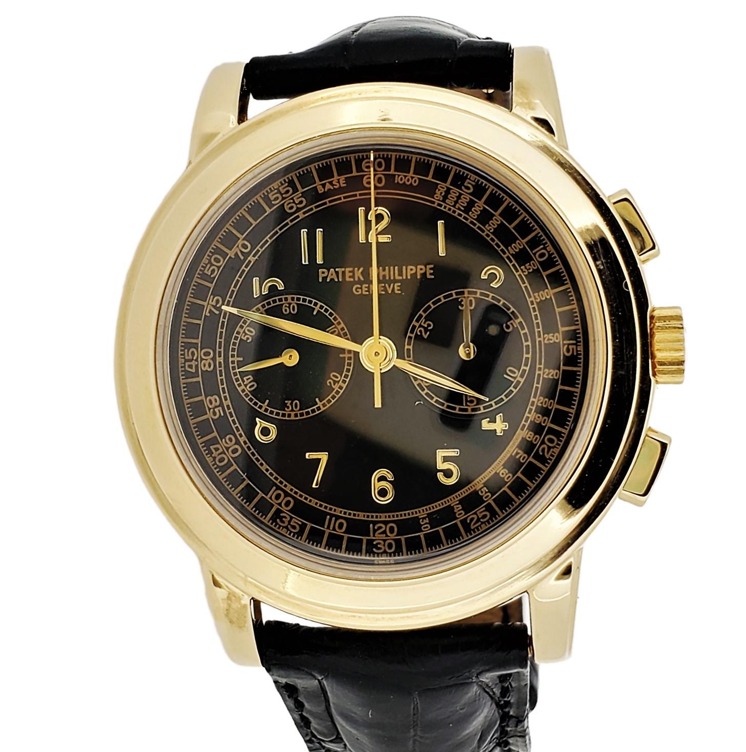 Patek Philippe 5070J Chronograph-Uhr Gelbgold 42 mm Gehäuse Circa 2000 (Moderne) im Angebot