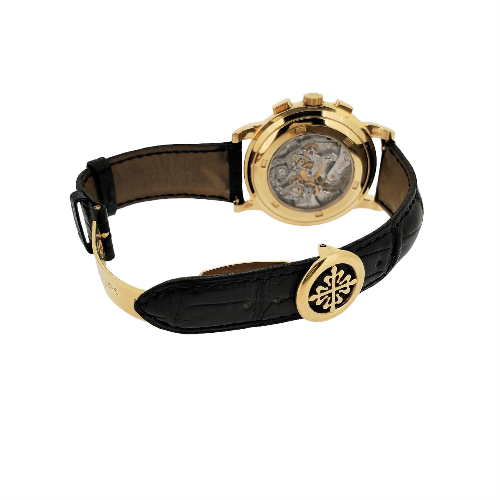 Modern Patek Philippe 5070J Chronograph Watch Yellow gold 42 mm Case Circa 2000 For Sale