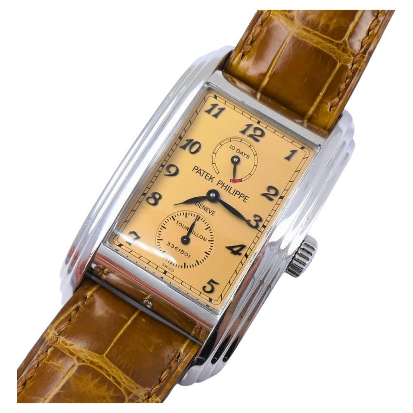 Patek Philippe 5101P 10-Day Tourbillon Platinum Watch Original Strap For Sale