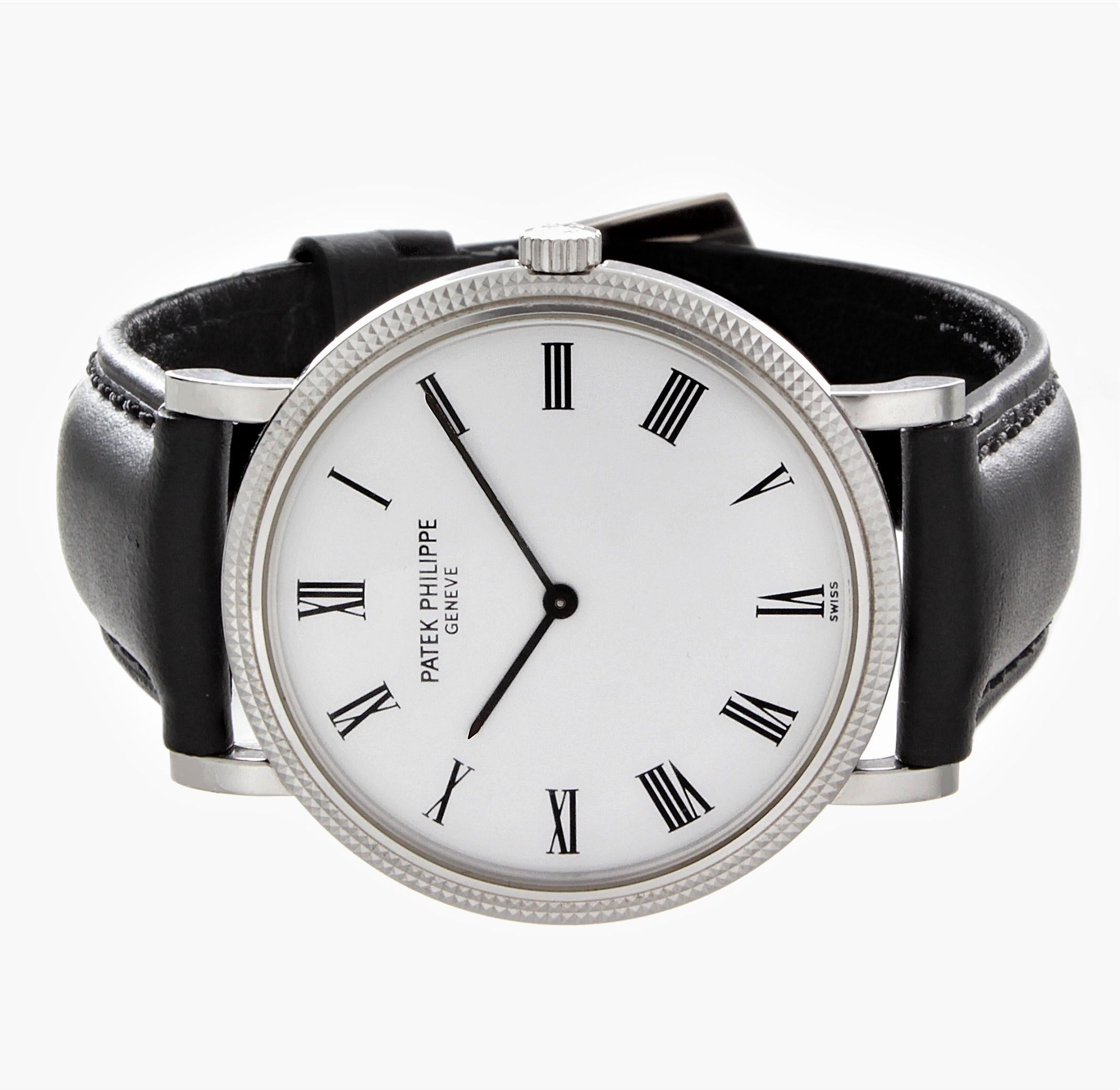 Patek Philippe 5120G Extra Thin Automatic Calatrava Watch White Gold In Excellent Condition For Sale In Santa Monica, CA